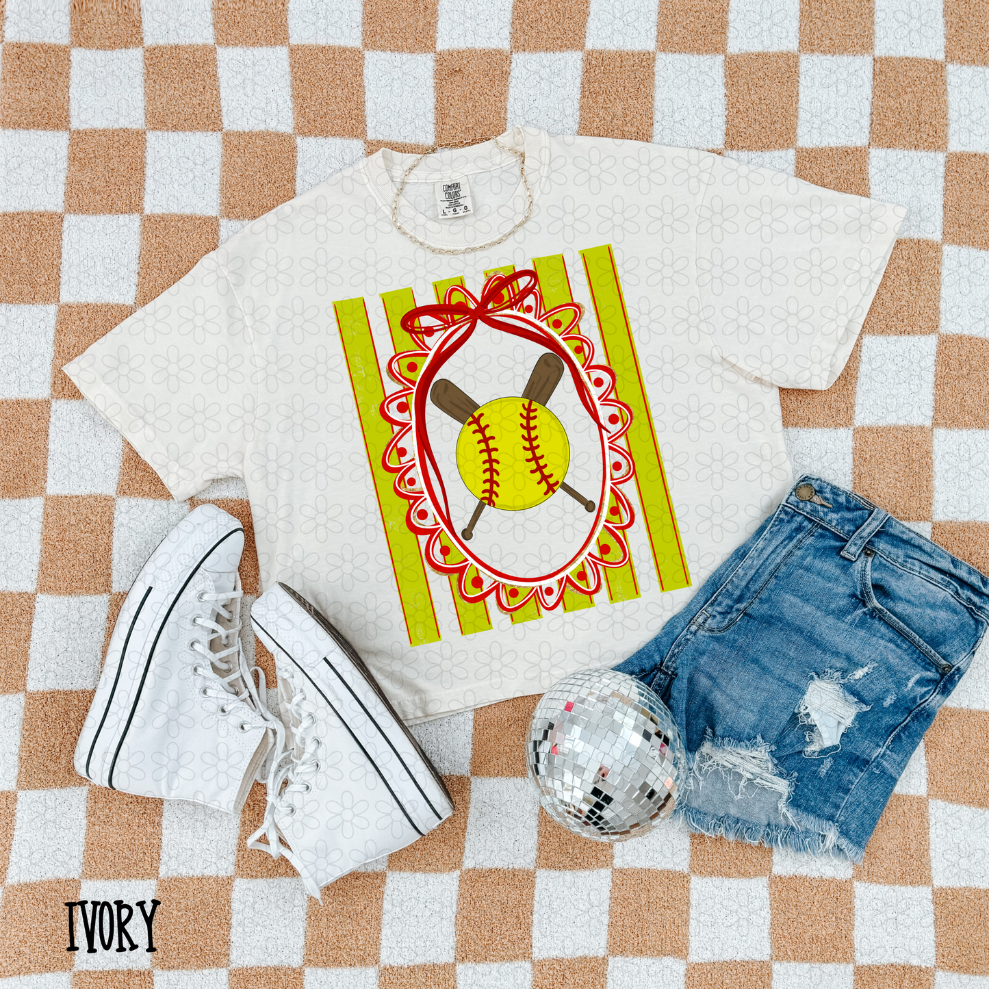 Softball Coquette Bow Frame DTF Transfer