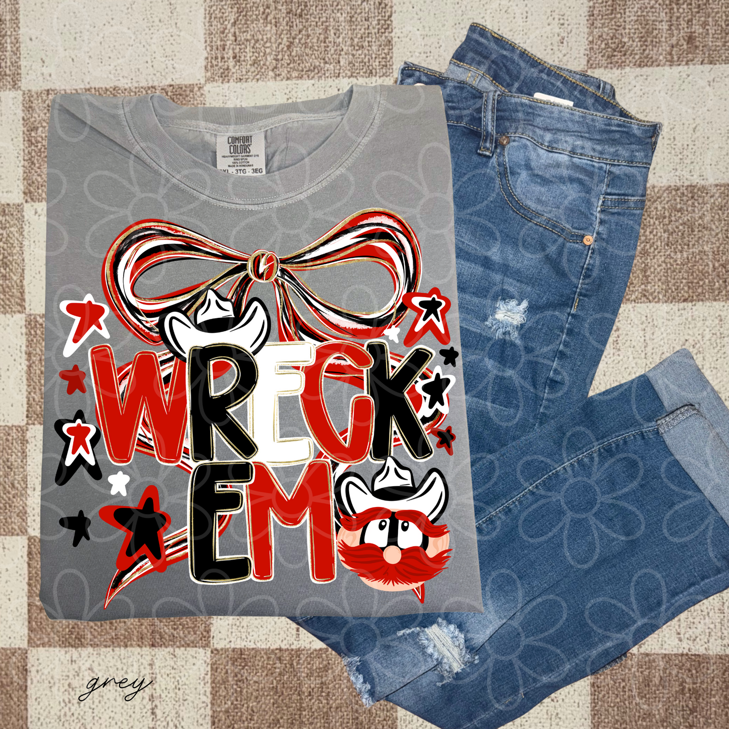Preppy Sports Team Stars Coquette Bow (Multiple Options) Completed Tee