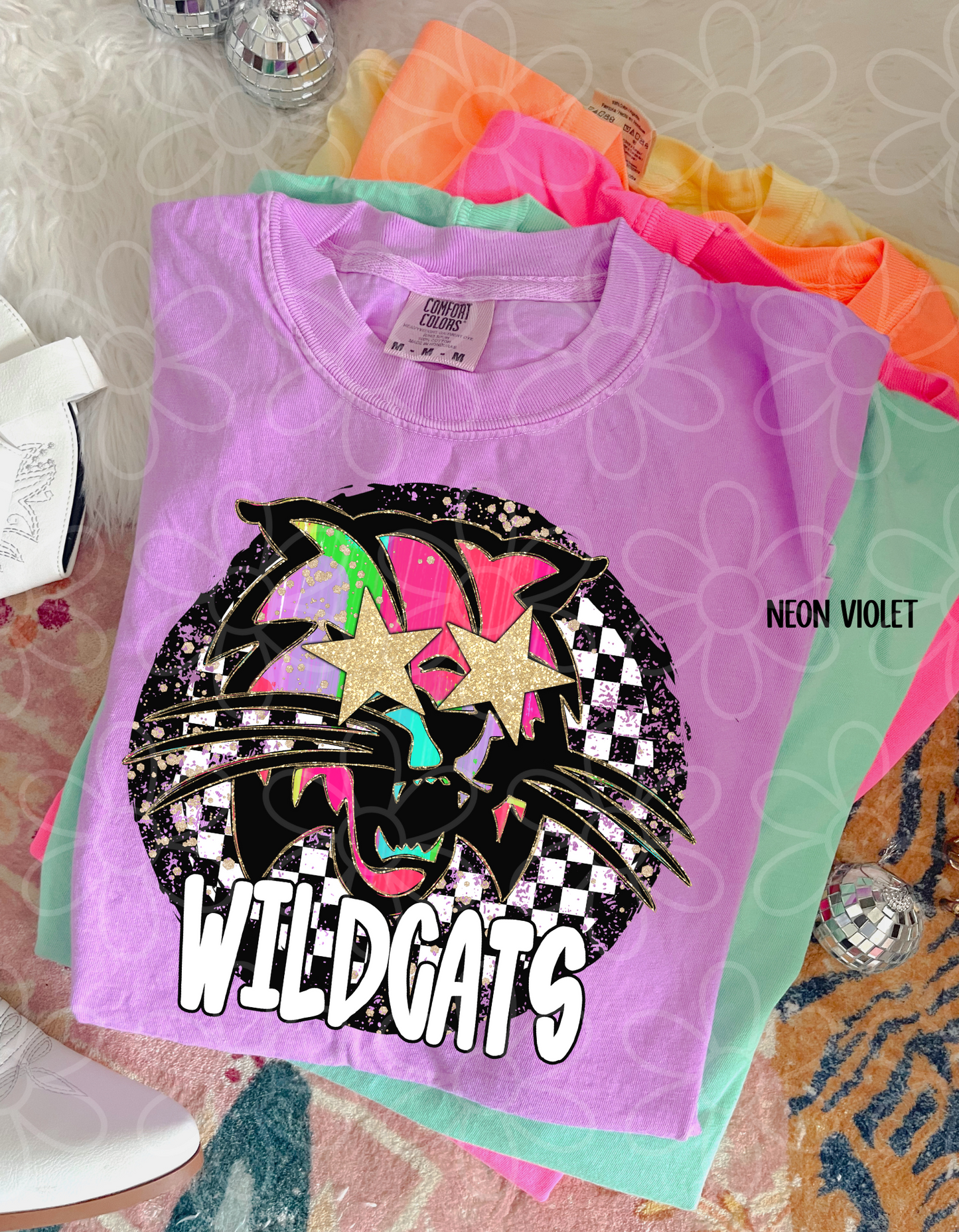 Colorful Checkered Star Sports Teams (Multiple Options) Completed Tee