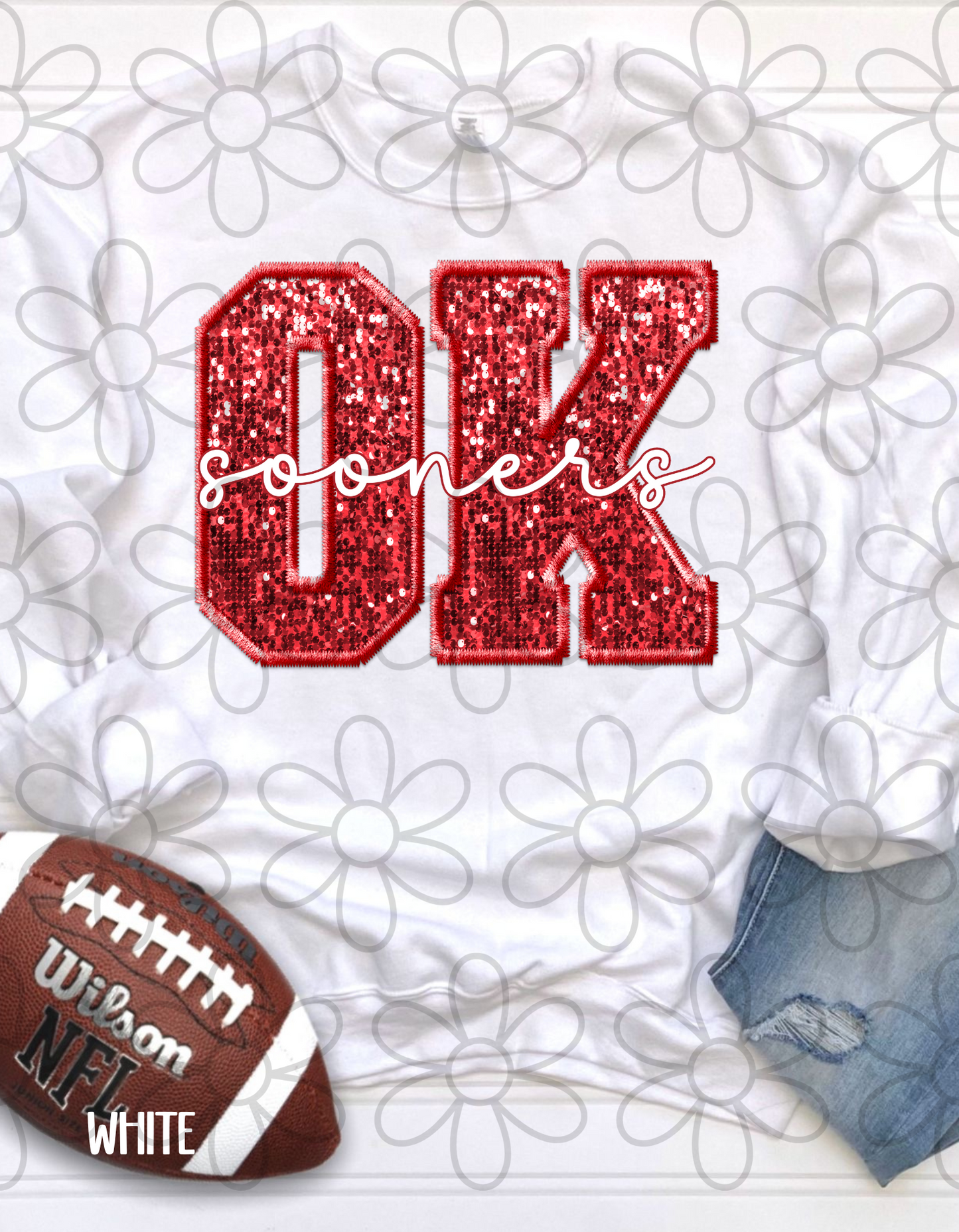 Football Team Sequins (Multiple Options) Kids Completed Tee
