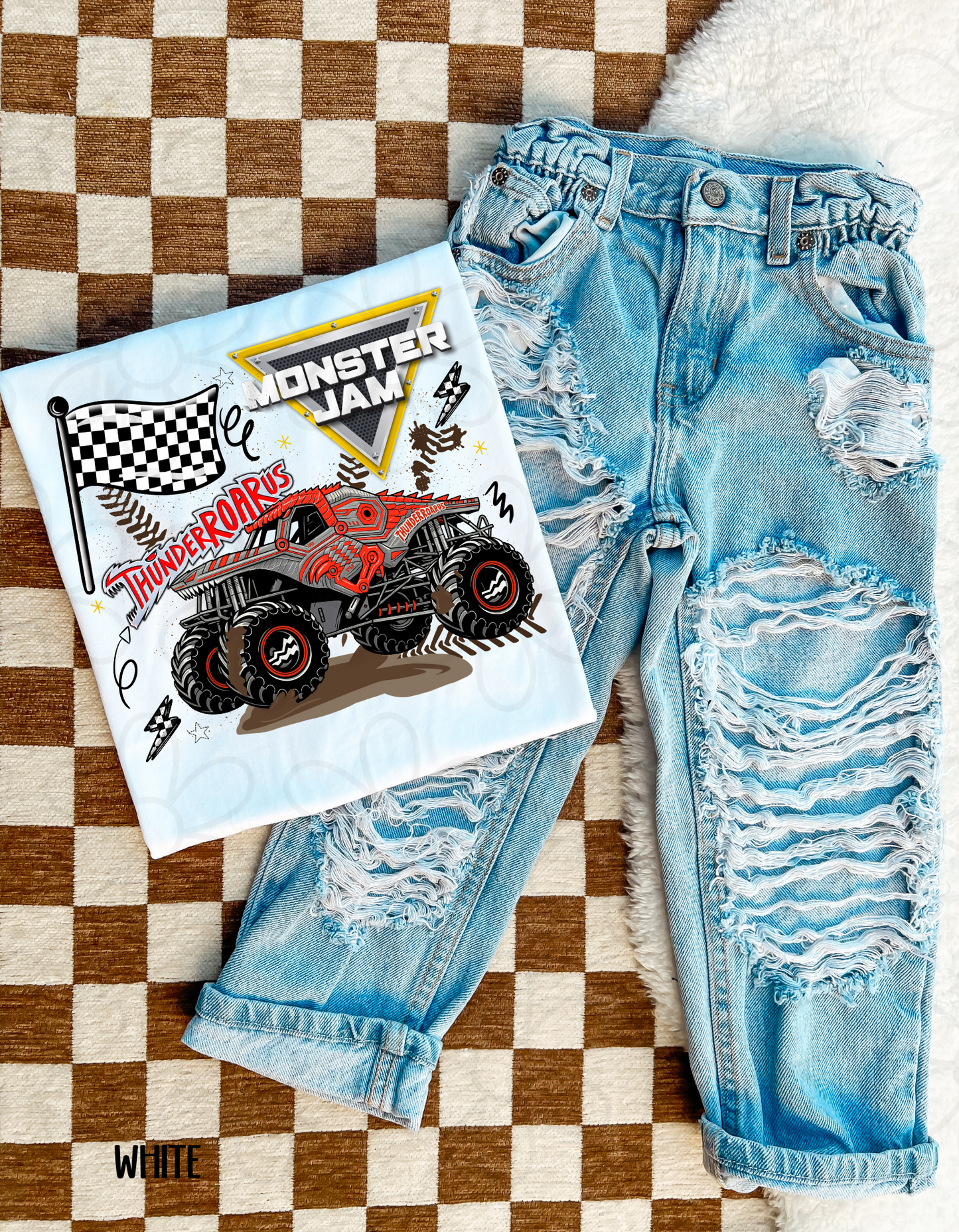 Monster Jam Checkered Flag (Multiple Options) Kids Completed Tee