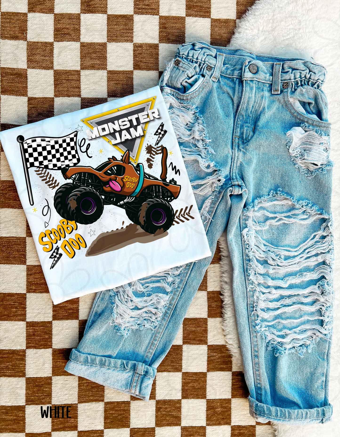 Monster Jam Checkered Flag (Multiple Options) Kids Completed Tee