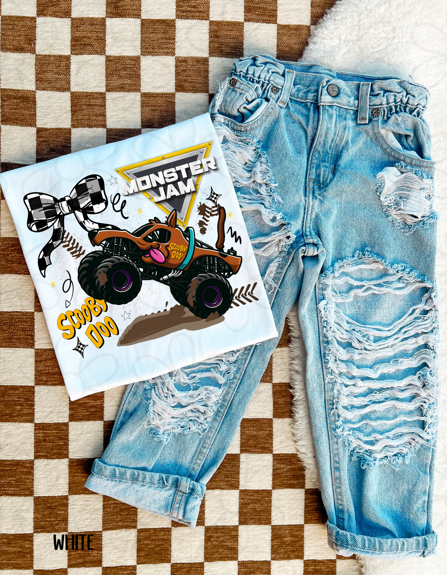 Monster Jam Checkered Bow (Multiple Options) Completed Tee