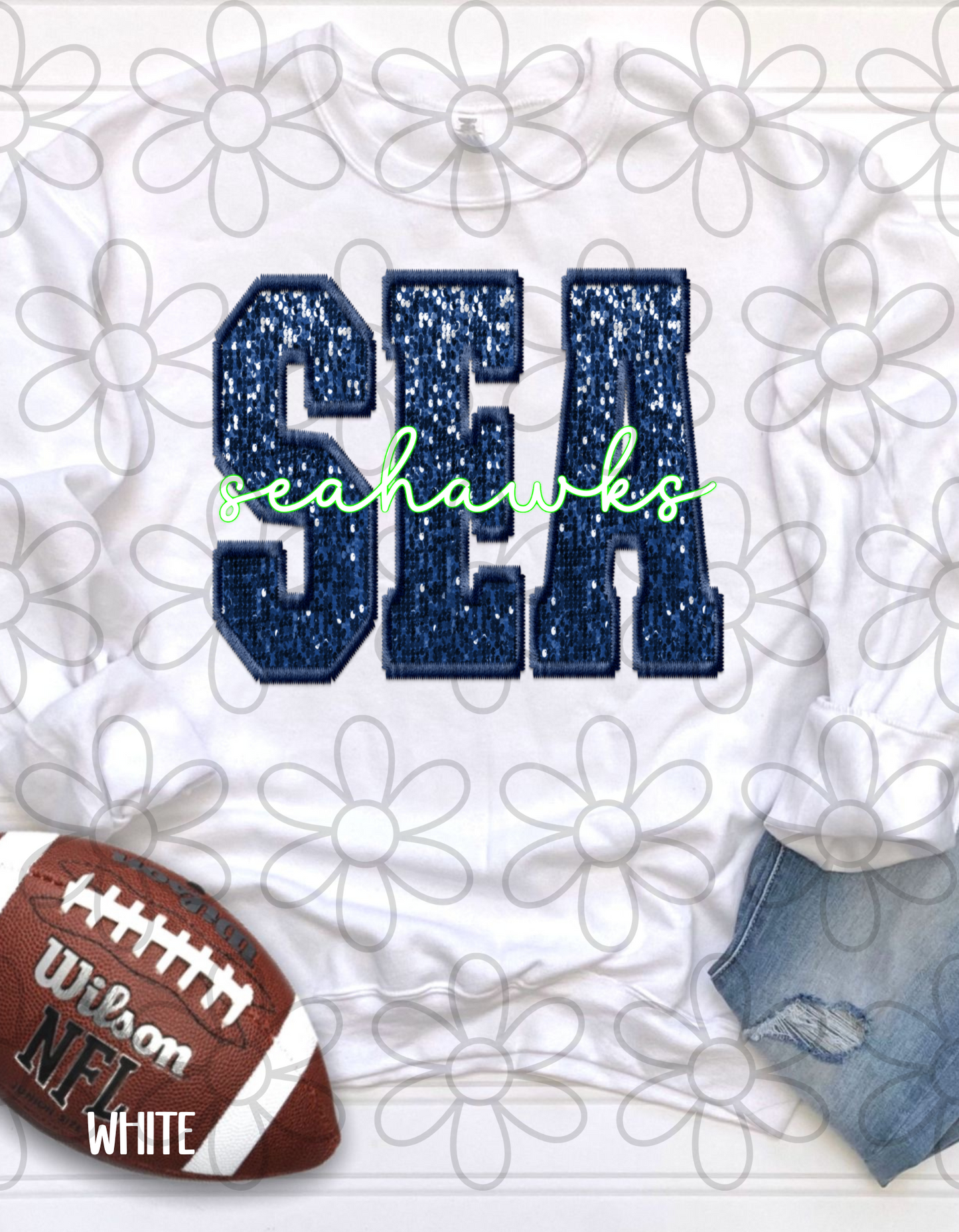 Football Team Sequins (Multiple Options) Kids Completed Tee