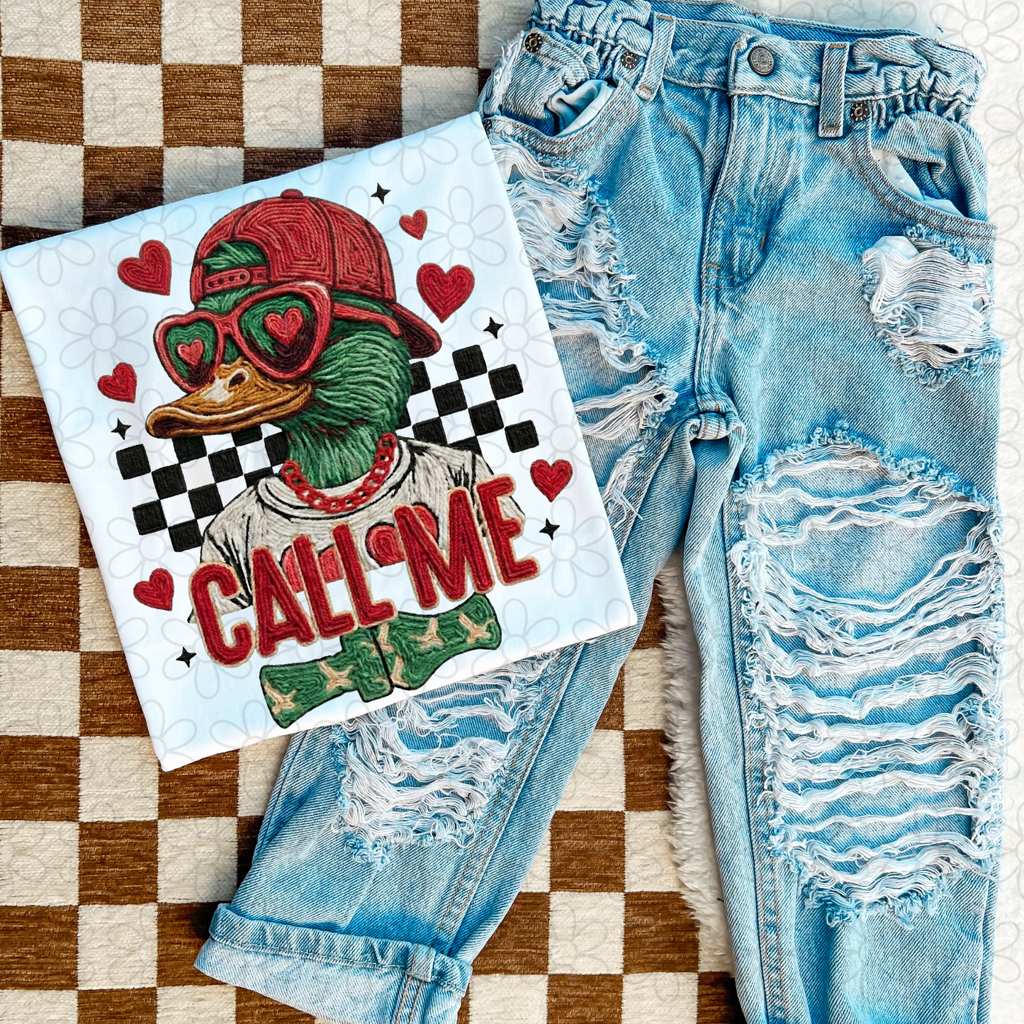 Valentines Duck Call Me DTF Transfer