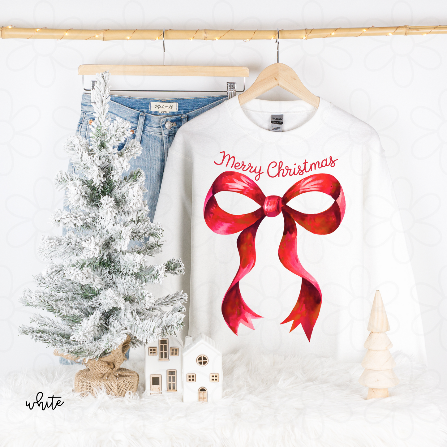 Merry Christmas Red Coquette Bow Completed Tee