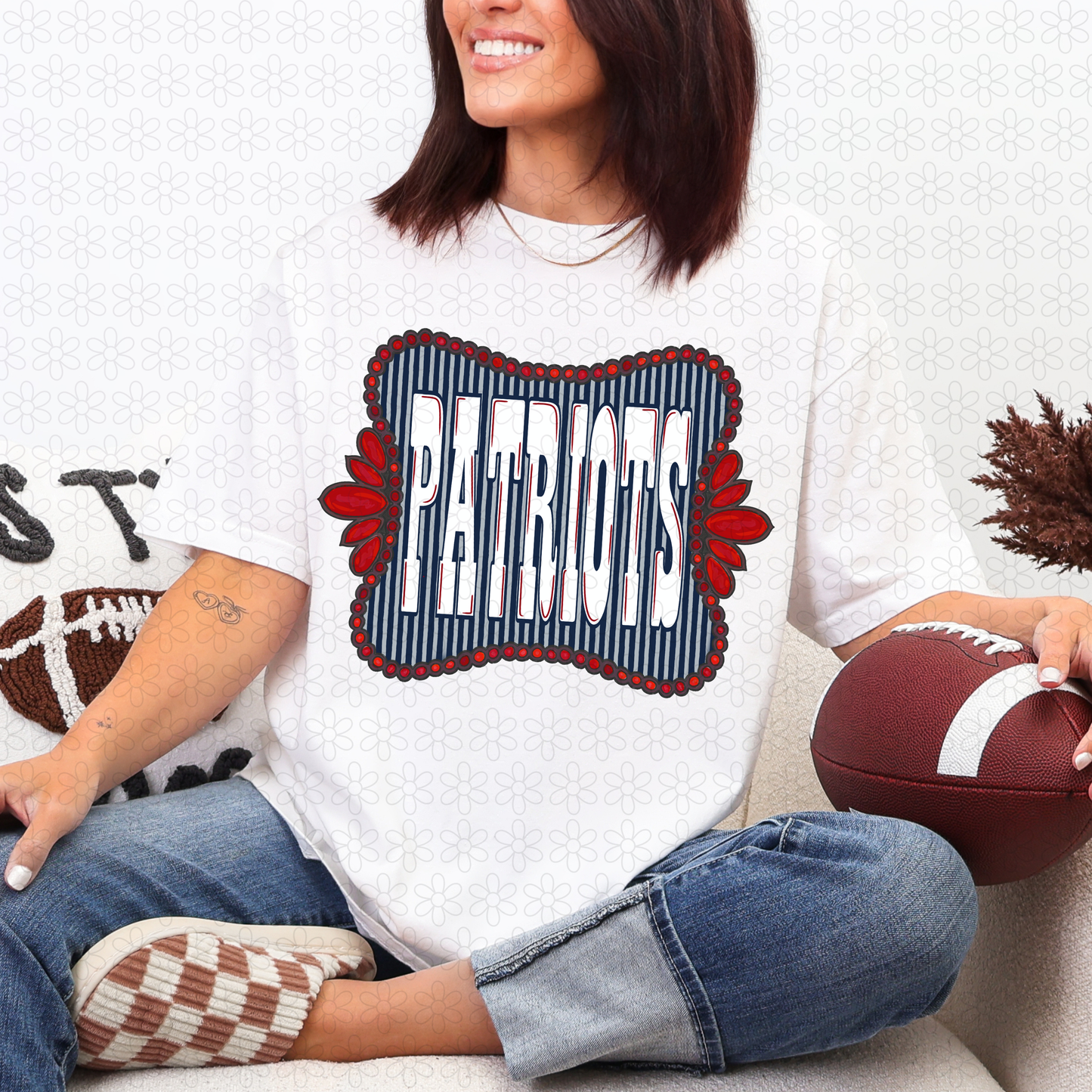 Beaded Frame Patriots DTF Transfer