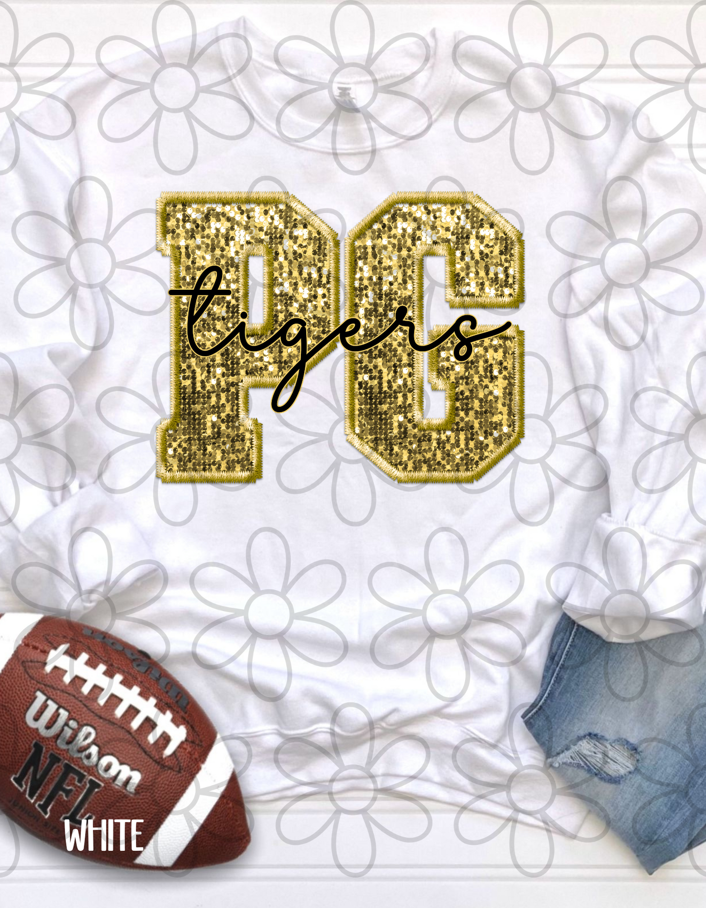 Football Team Sequins (Multiple Options) Kids Completed Tee