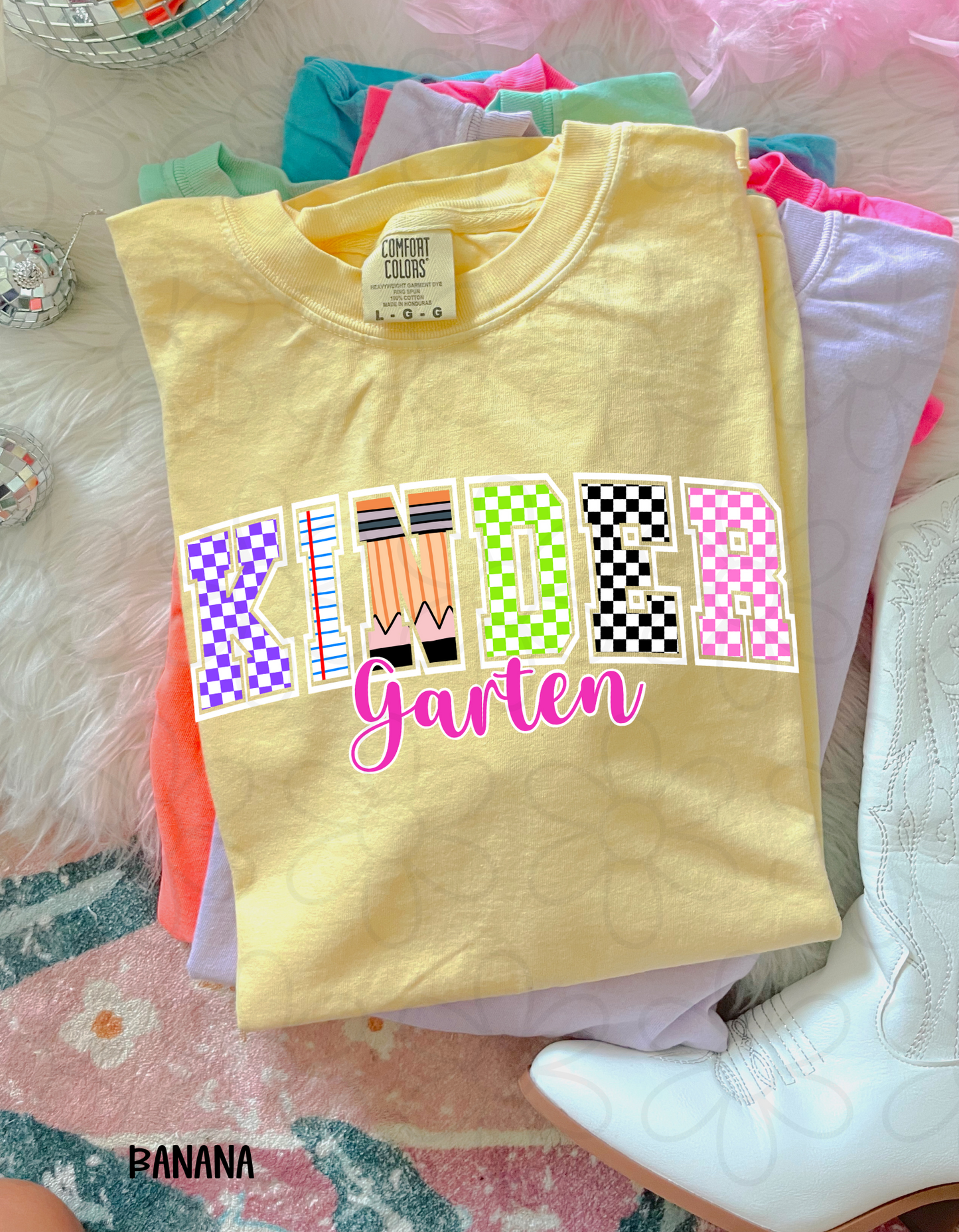 Checkered Pencil School Grades (Multiple Options) Kids Completed Tee