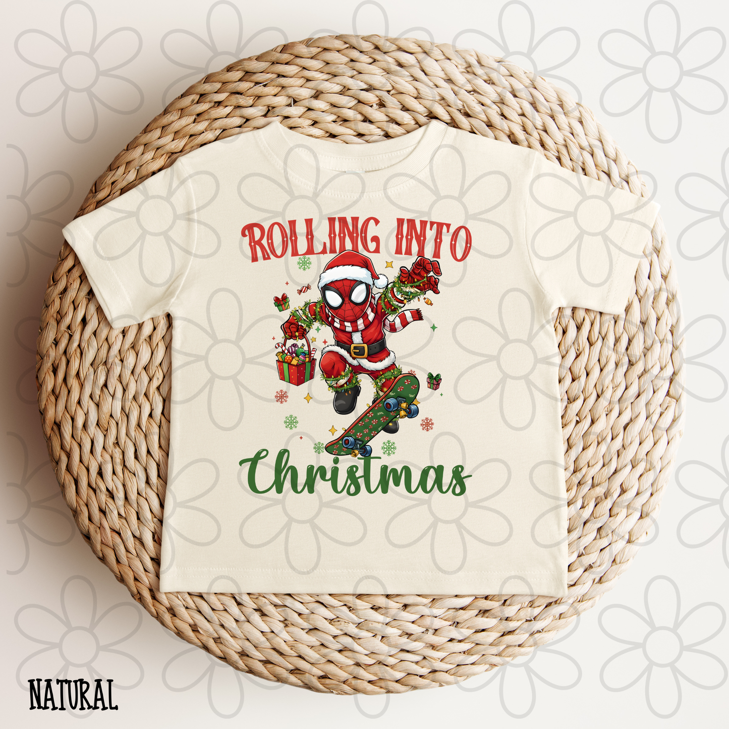 Rolling Into Christmas Superheroes (Multiple Options) Kids Completed Tee