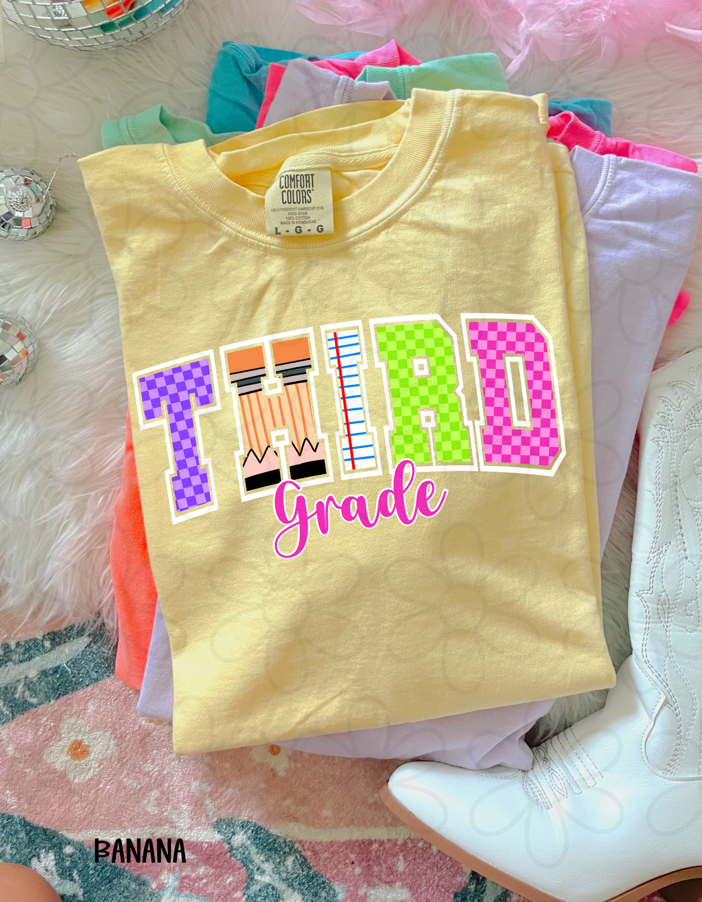 Checkered Pencil School Grades (Multiple Options) Completed Tee