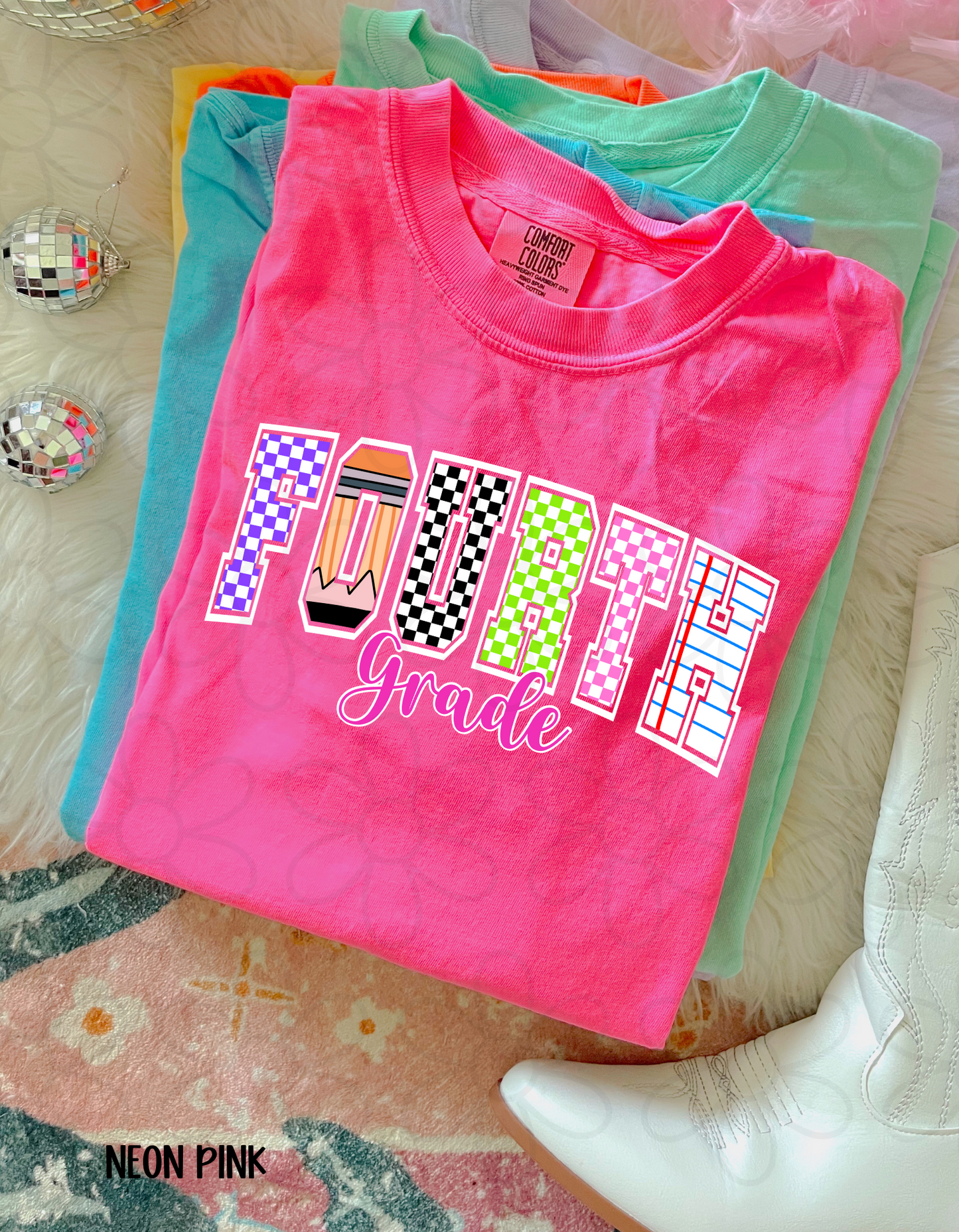 Checkered Pencil School Grades (Multiple Options) Kids Completed Tee