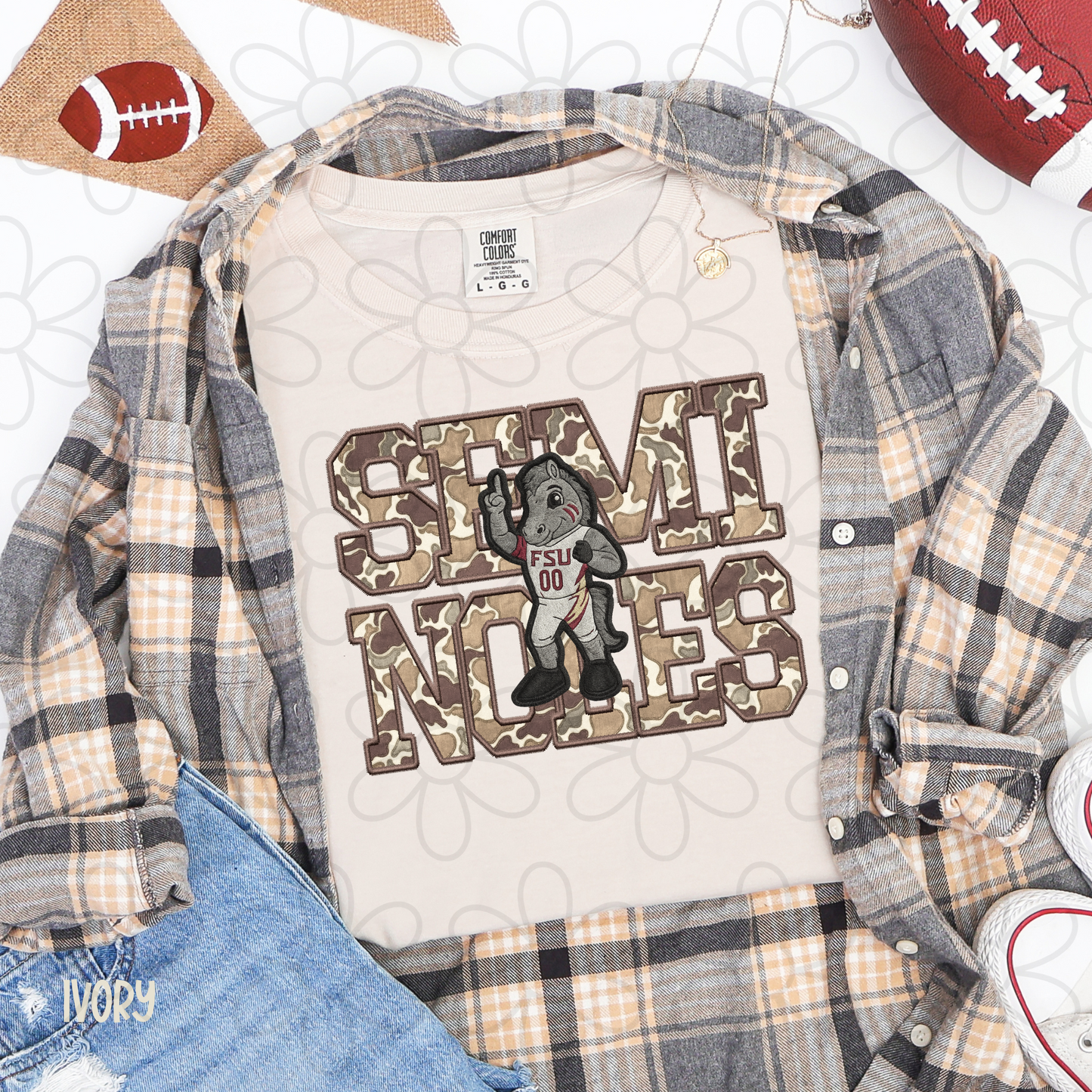 Camo Football Teams Mascot (Multiple Options) Kids Completed Tee