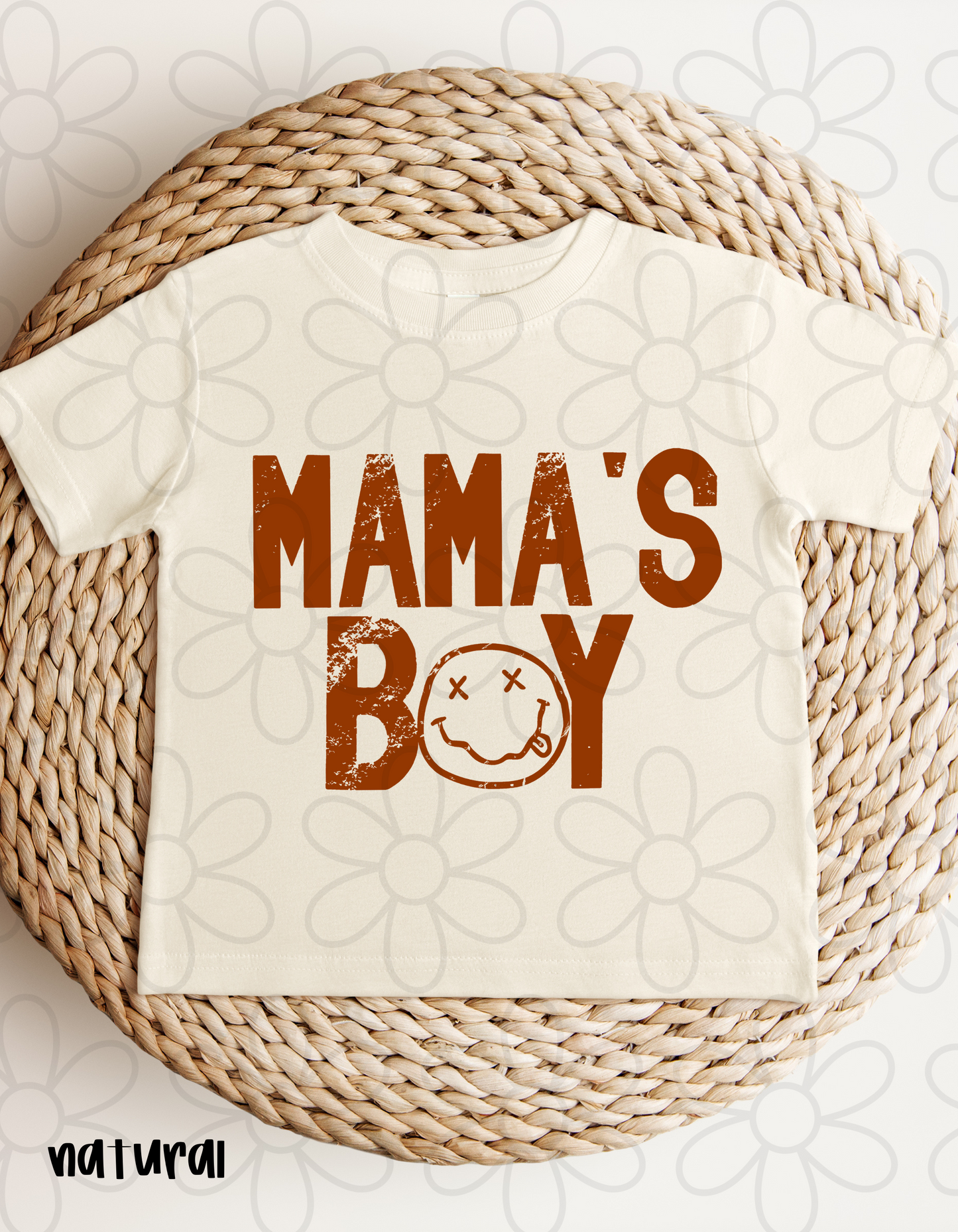 Distressed Mamas Boy Smiley DTF Transfer