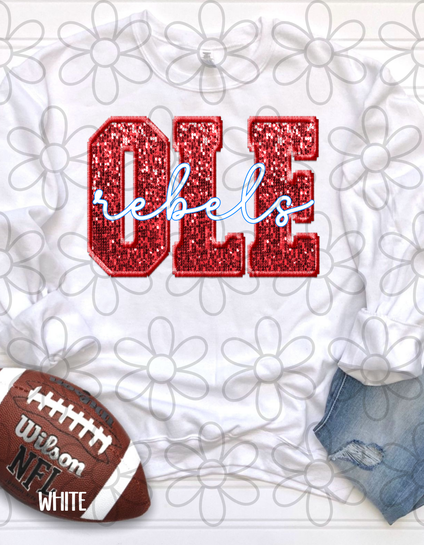 Football Team Sequins (Multiple Options) Kids Completed Tee