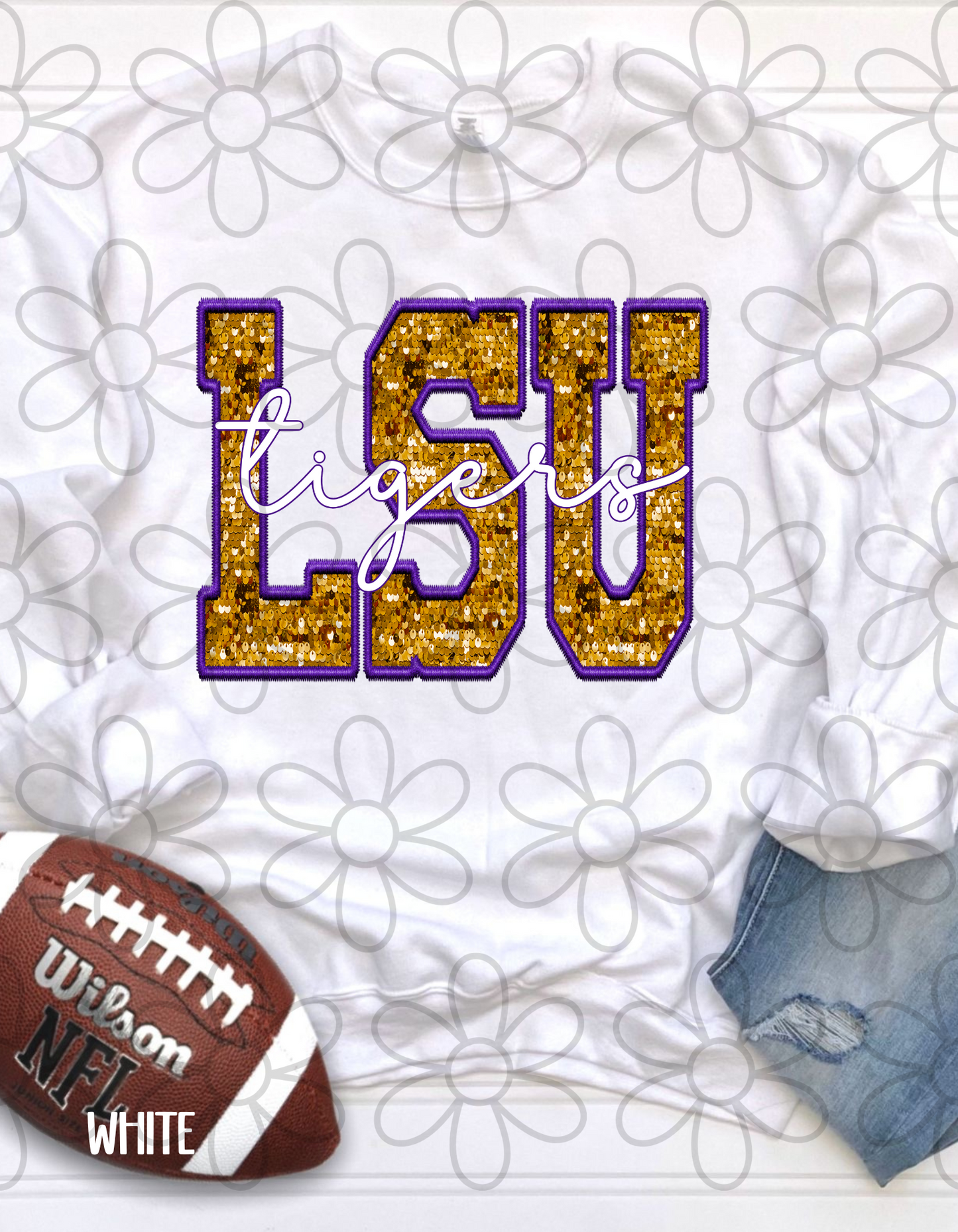 Football Team Sequins (Multiple Options) Kids Completed Tee