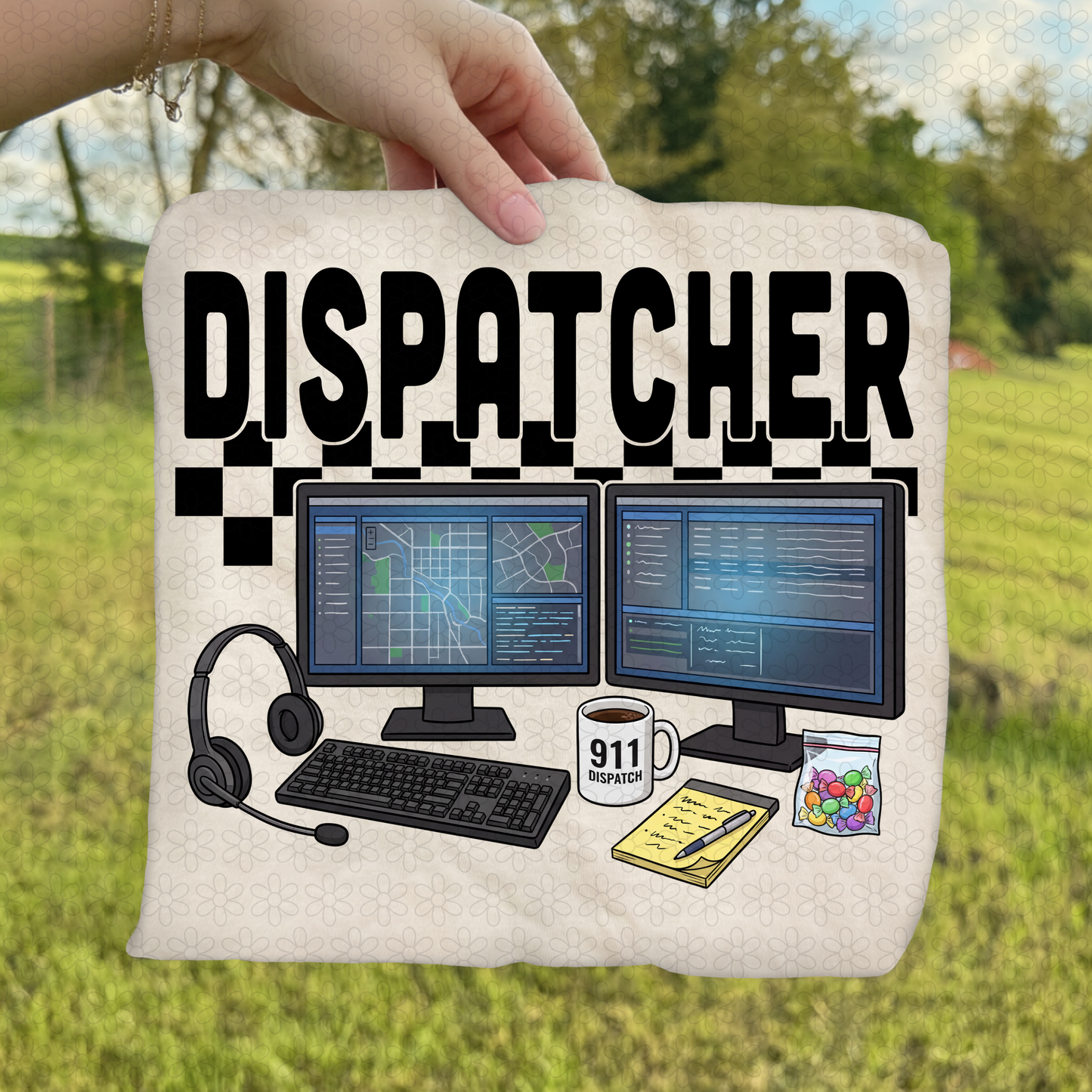 Dispatcher Checkered DTF Transfer