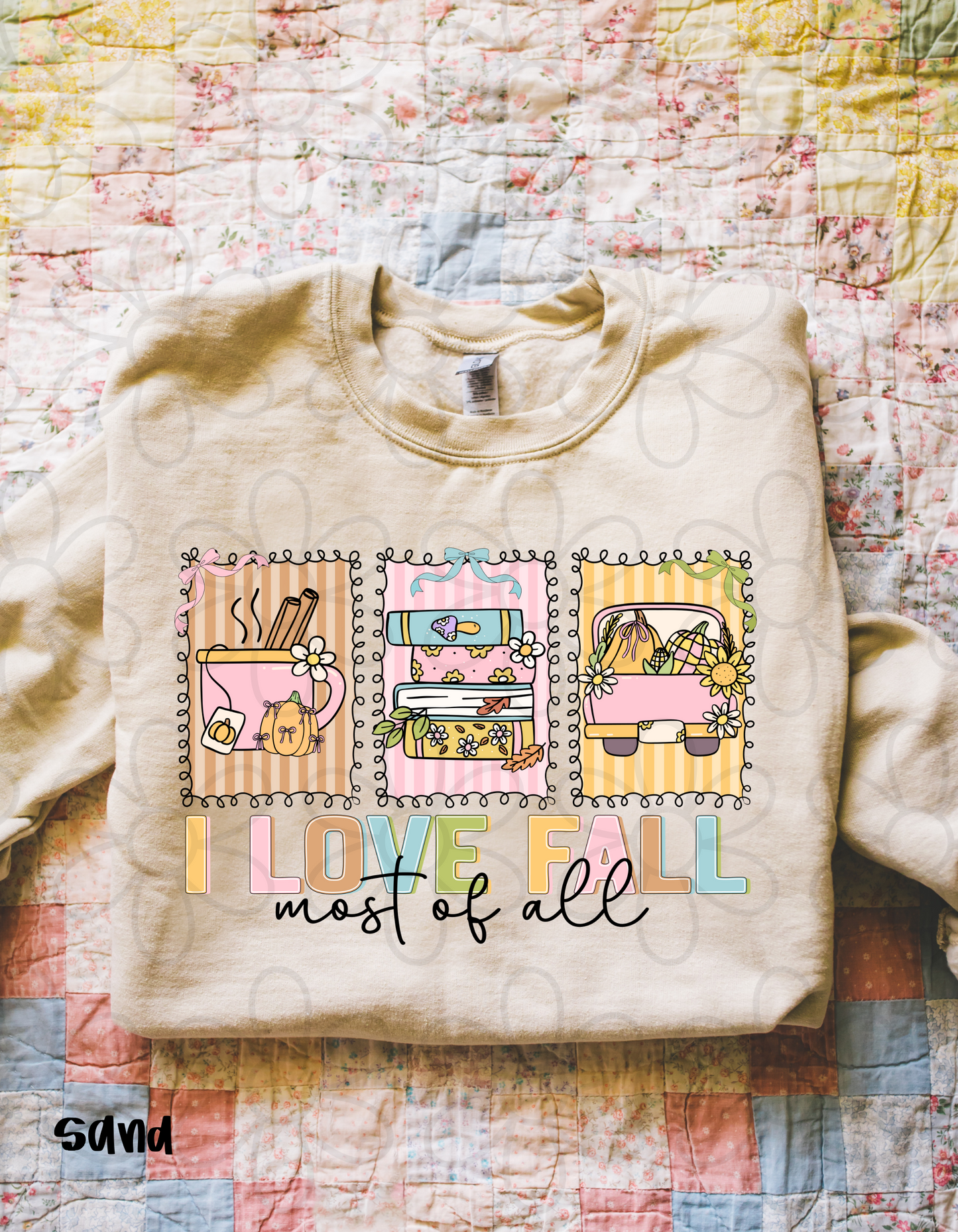 I Love Fall Most Of All Stamps Completed Tee