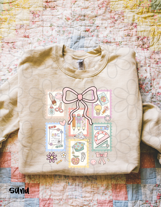 Coquette Back To School Stamps Kids Completed Tee