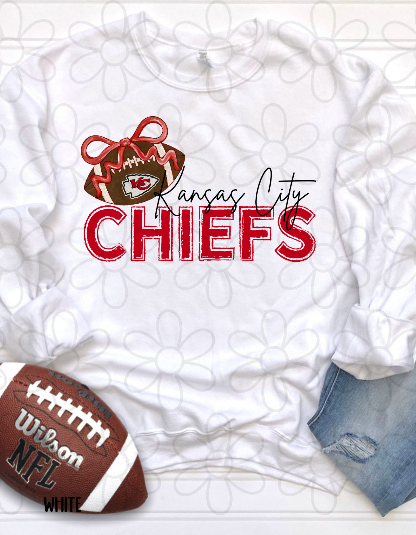 Football Bow Teams (Multiple Options) Kids Completed Tee