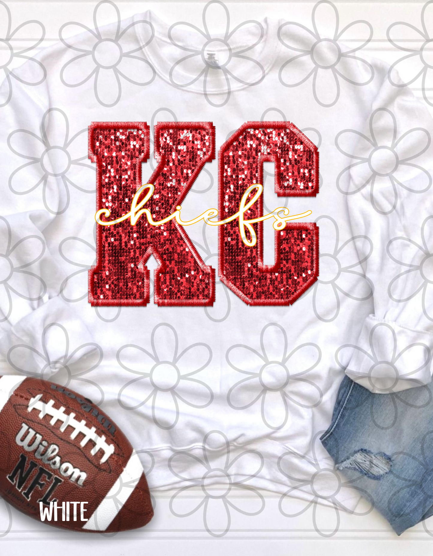 Football Team Sequins (Multiple Options) Kids Completed Tee