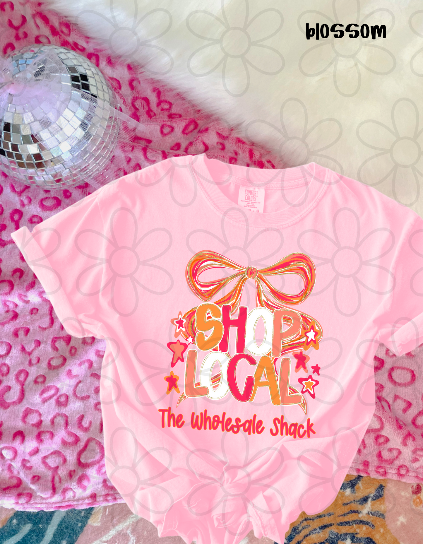 Custom Coquette Shop Local Completed Tee