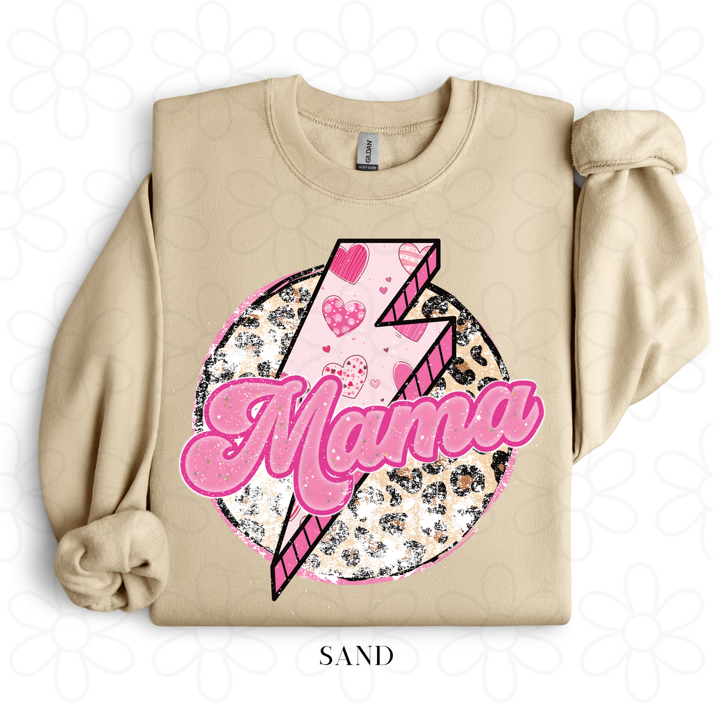 Pink Leopard Distressed MaMa Completed Tee