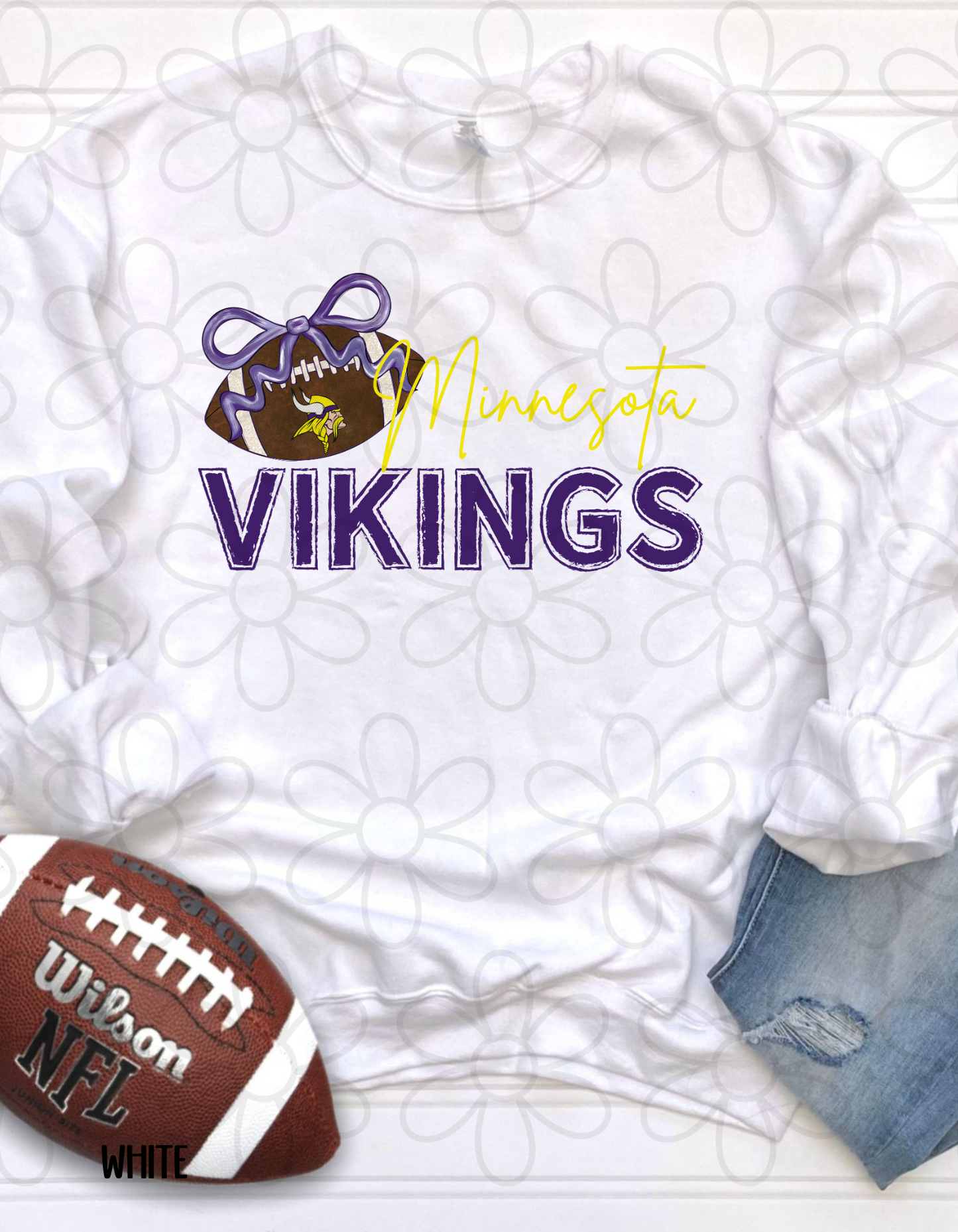 Football Bow Teams (Multiple Options) Kids Completed Tee