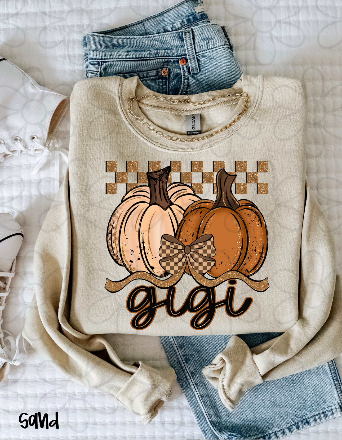 Fall Pumpkins Checkered Names (Multiple Options - No Customs) DTF Transfer