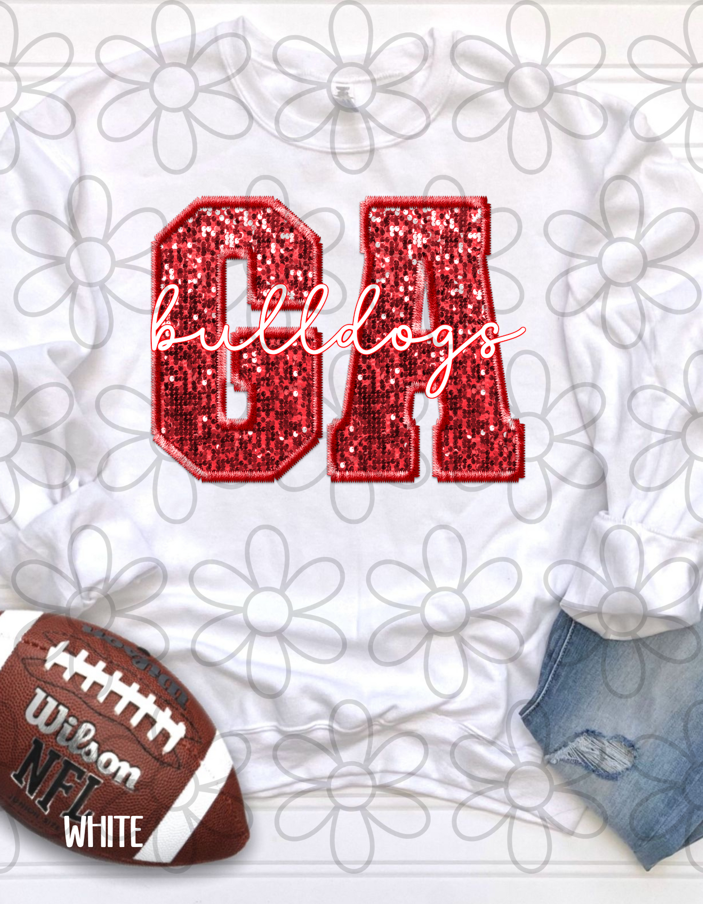 Football Team Sequins (Multiple Options) Kids Completed Tee