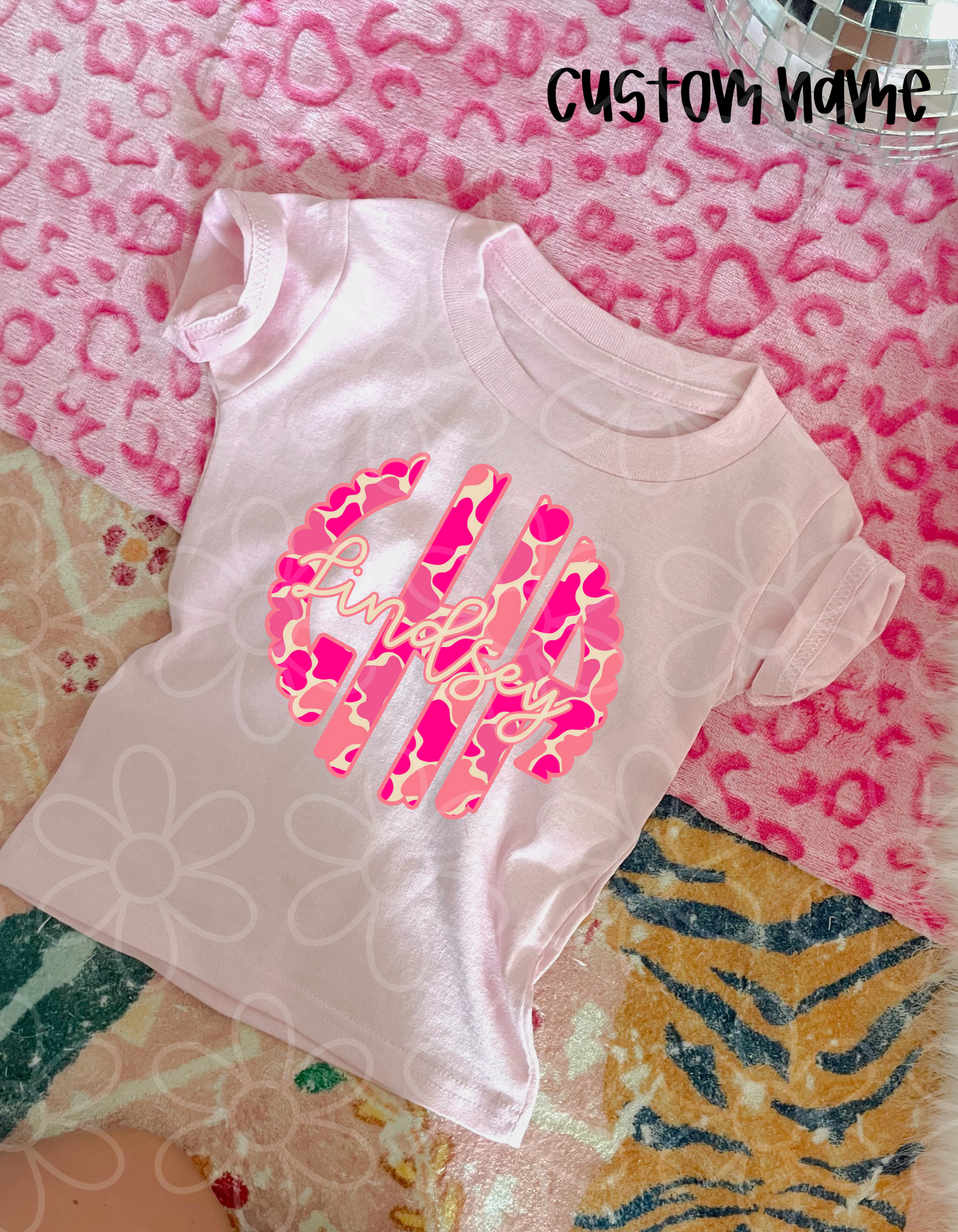 Pink Duck Camo Monogram Kids Completed Tee