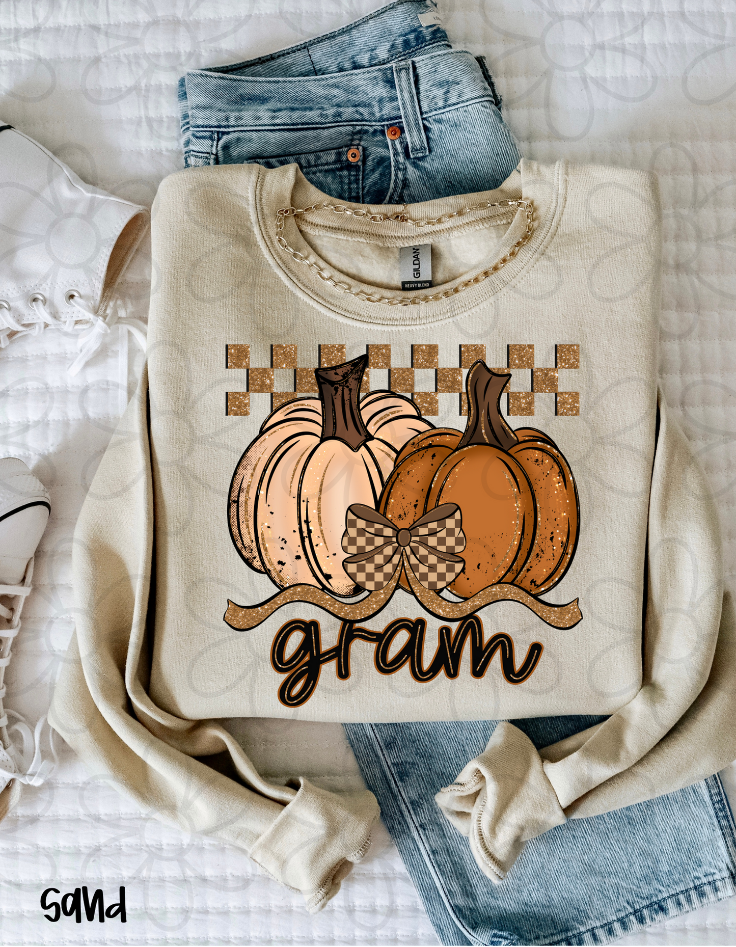 Fall Pumpkins Checkered Names (Multiple Options - No Customs) DTF Transfer