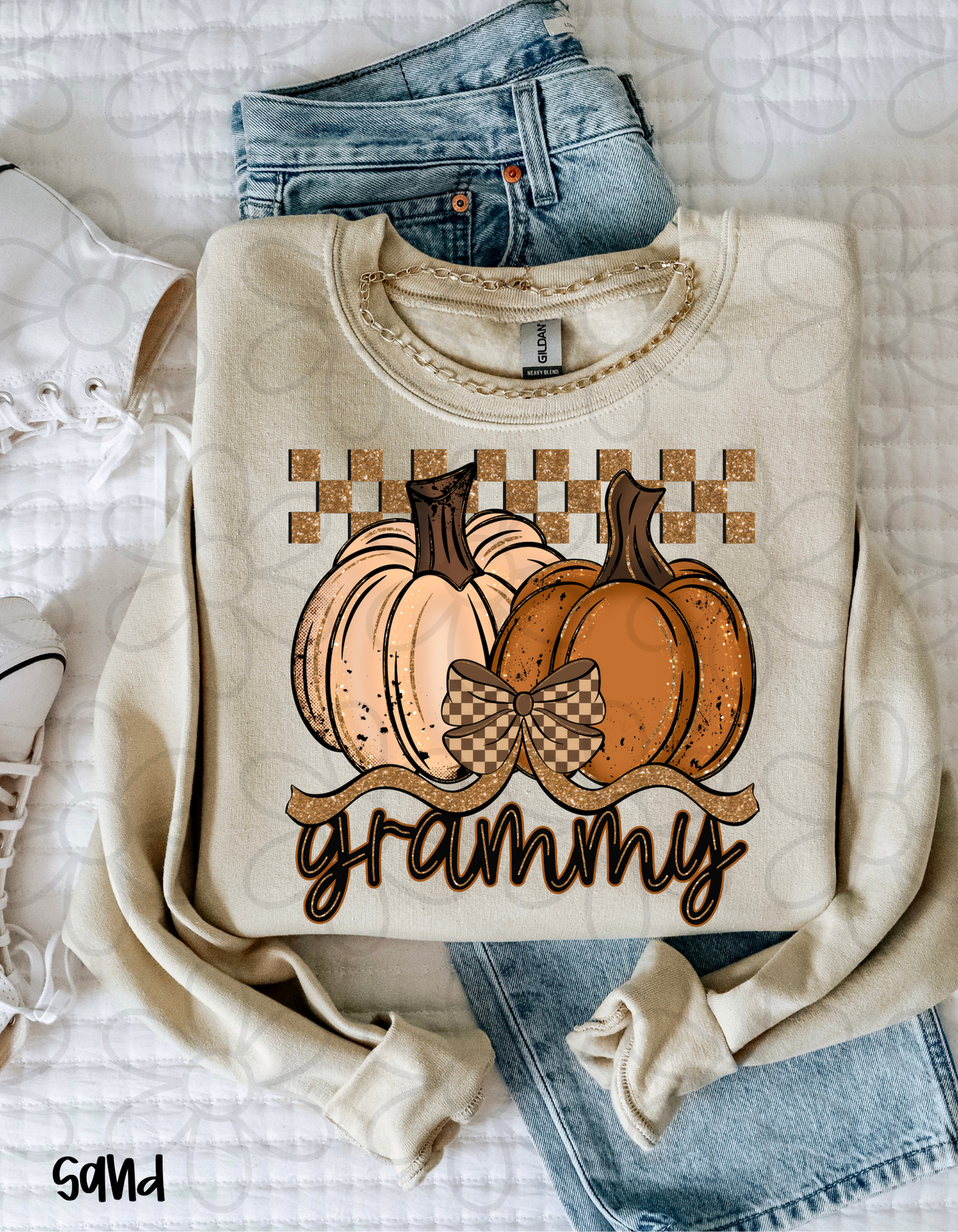 Fall Pumpkins Checkered Names (Multiple Options - No Customs) DTF Transfer