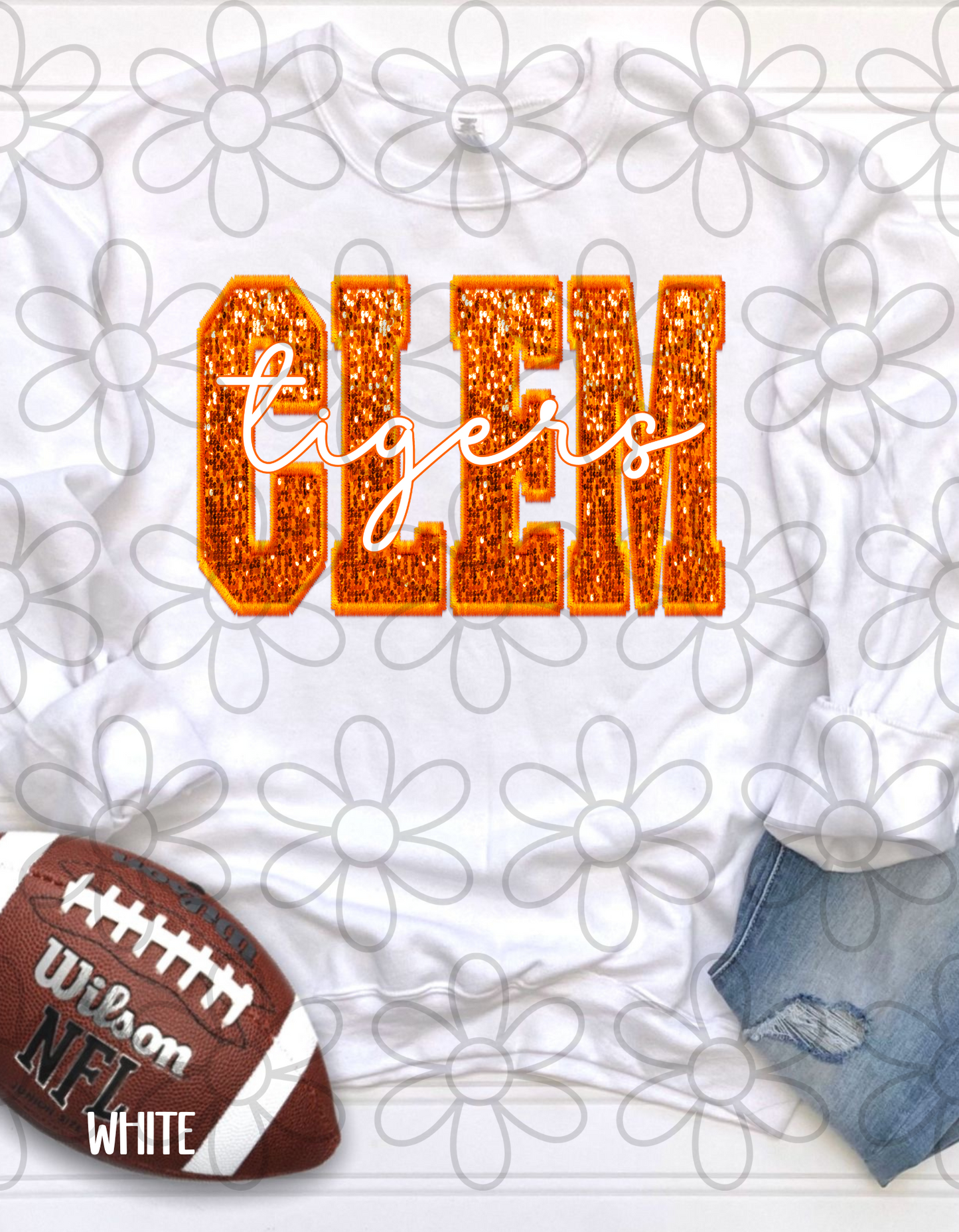 Football Team Sequins (Multiple Options) Kids Completed Tee