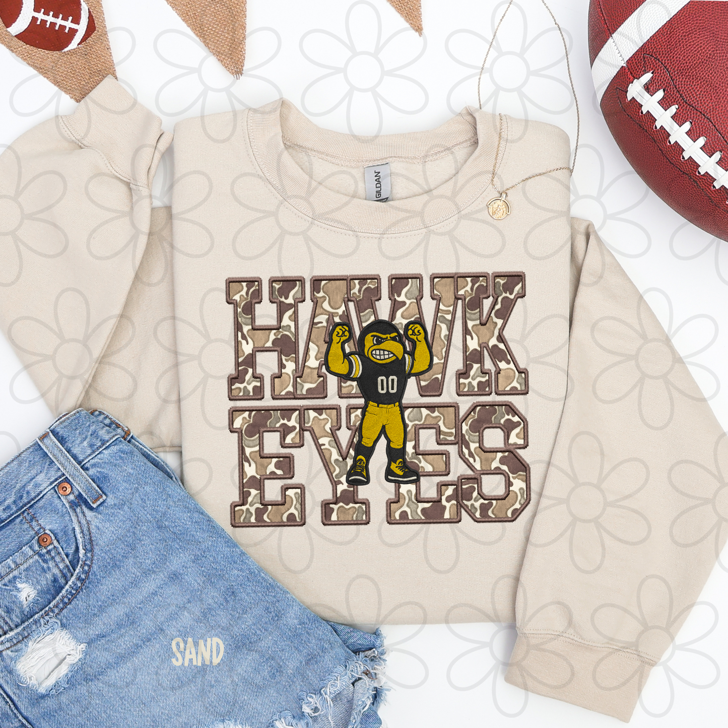 Camo Football Teams Mascot (Multiple Options) Kids Completed Tee