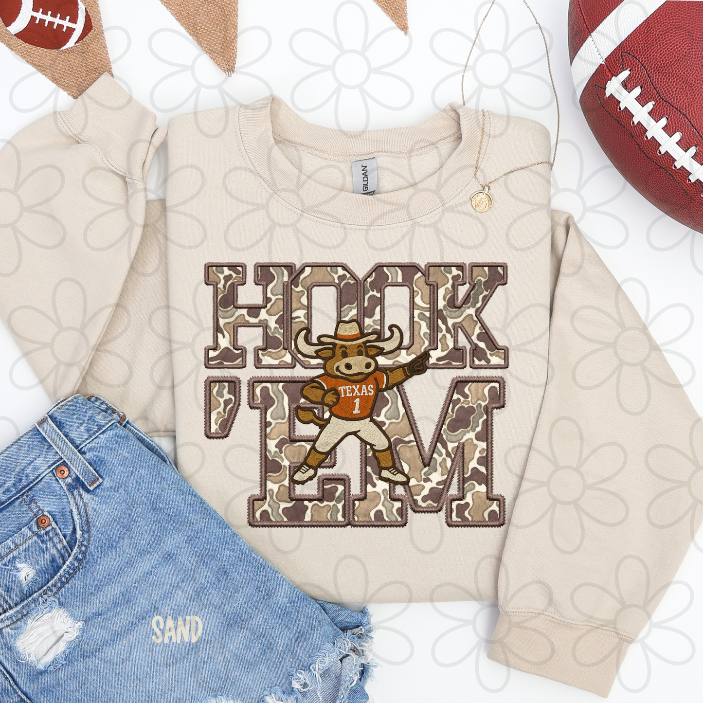Camo Football Teams Mascot (Multiple Options) Kids Completed Tee