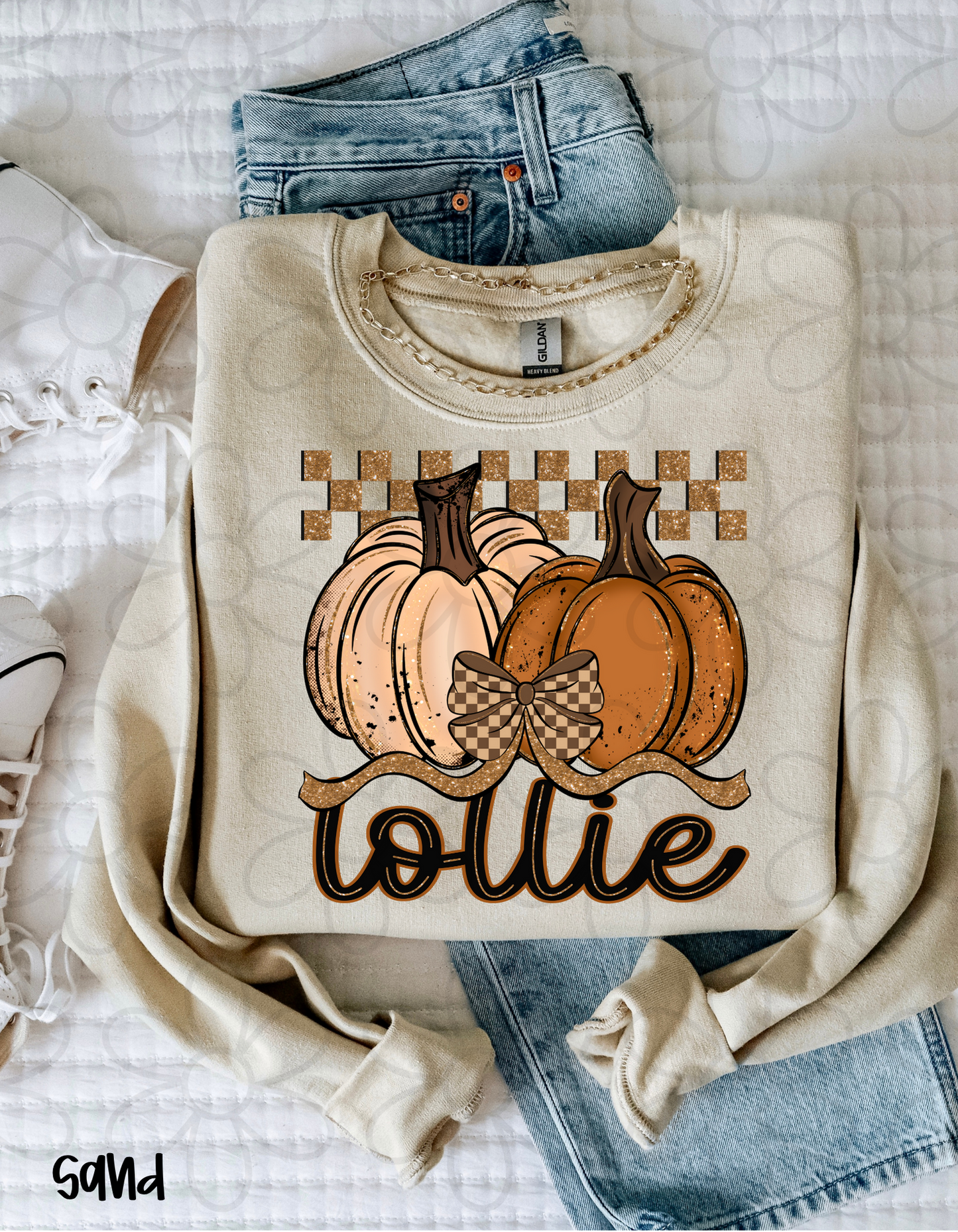 Fall Pumpkins Checkered Names (Multiple Options - No Customs) DTF Transfer