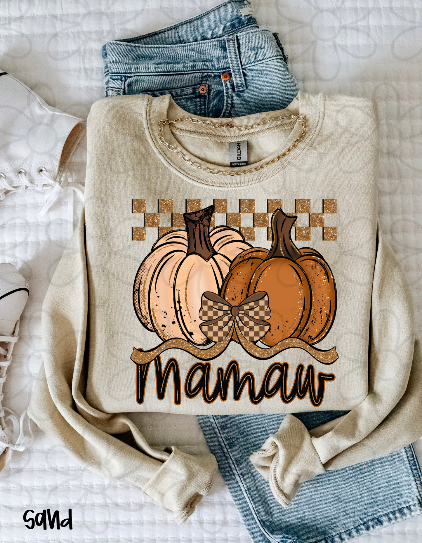 Fall Pumpkins Checkered Names (Multiple Options - No Customs) DTF Transfer
