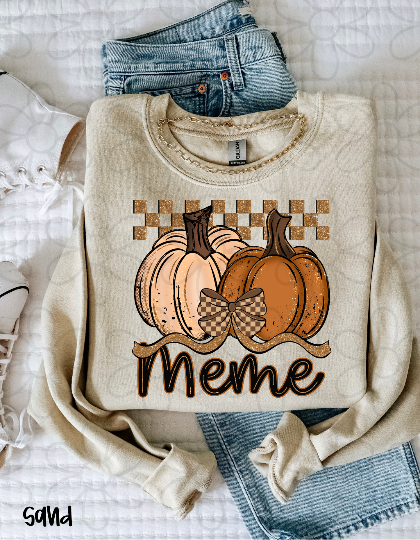 Fall Pumpkins Checkered Names (Multiple Options - No Customs) DTF Transfer