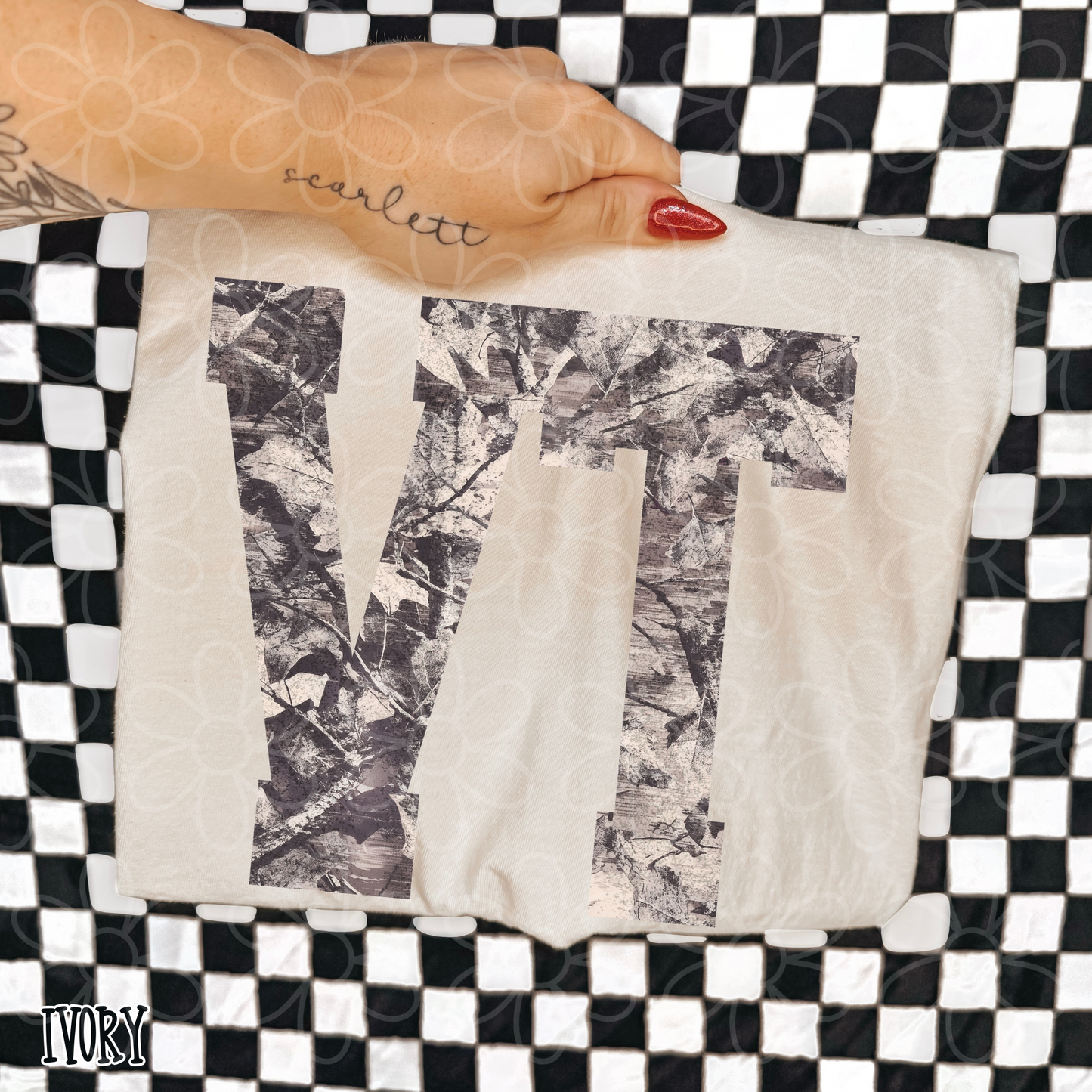 Leafy Camo State Abbreviations (Multiple Options) Completed Tee