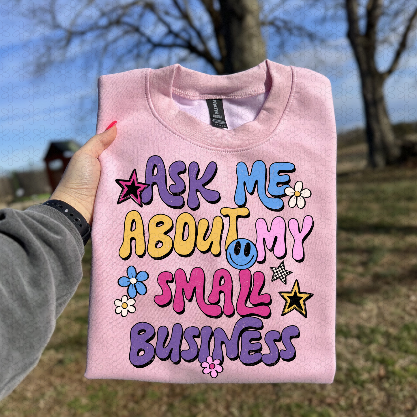 Retro Ask Me About My Small Business DTF Transfer