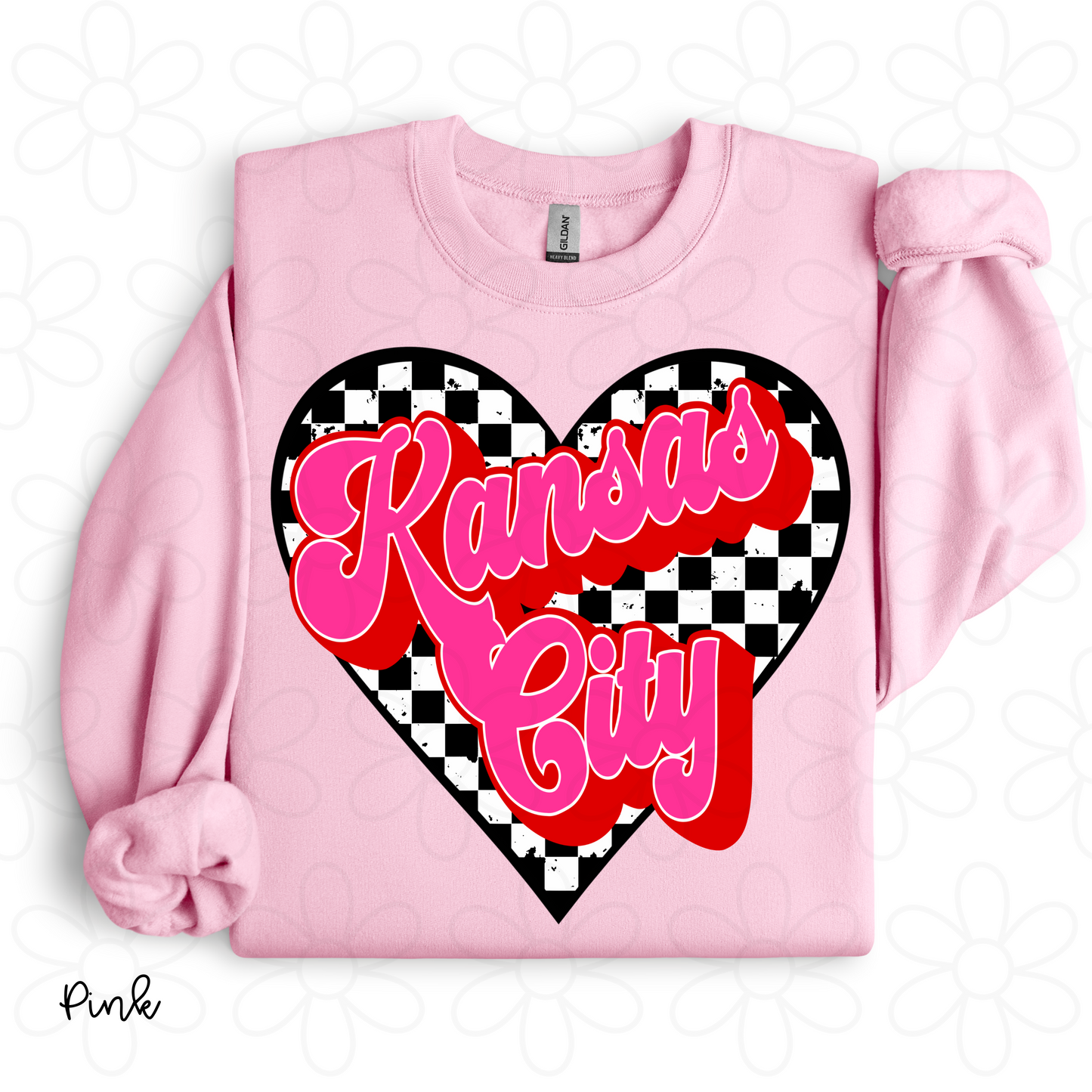 Kansas City Checkered Heart DTF Transfer