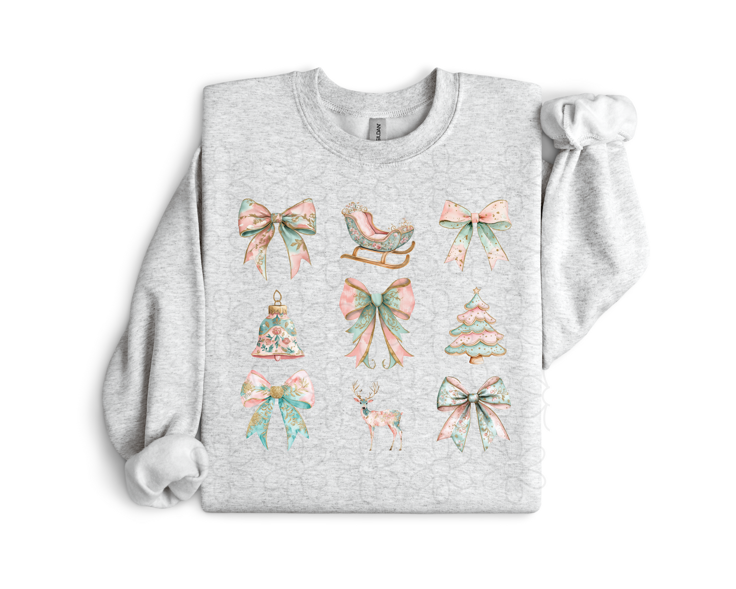 Pink and Turquoise Christmas Coquette Completed Tee