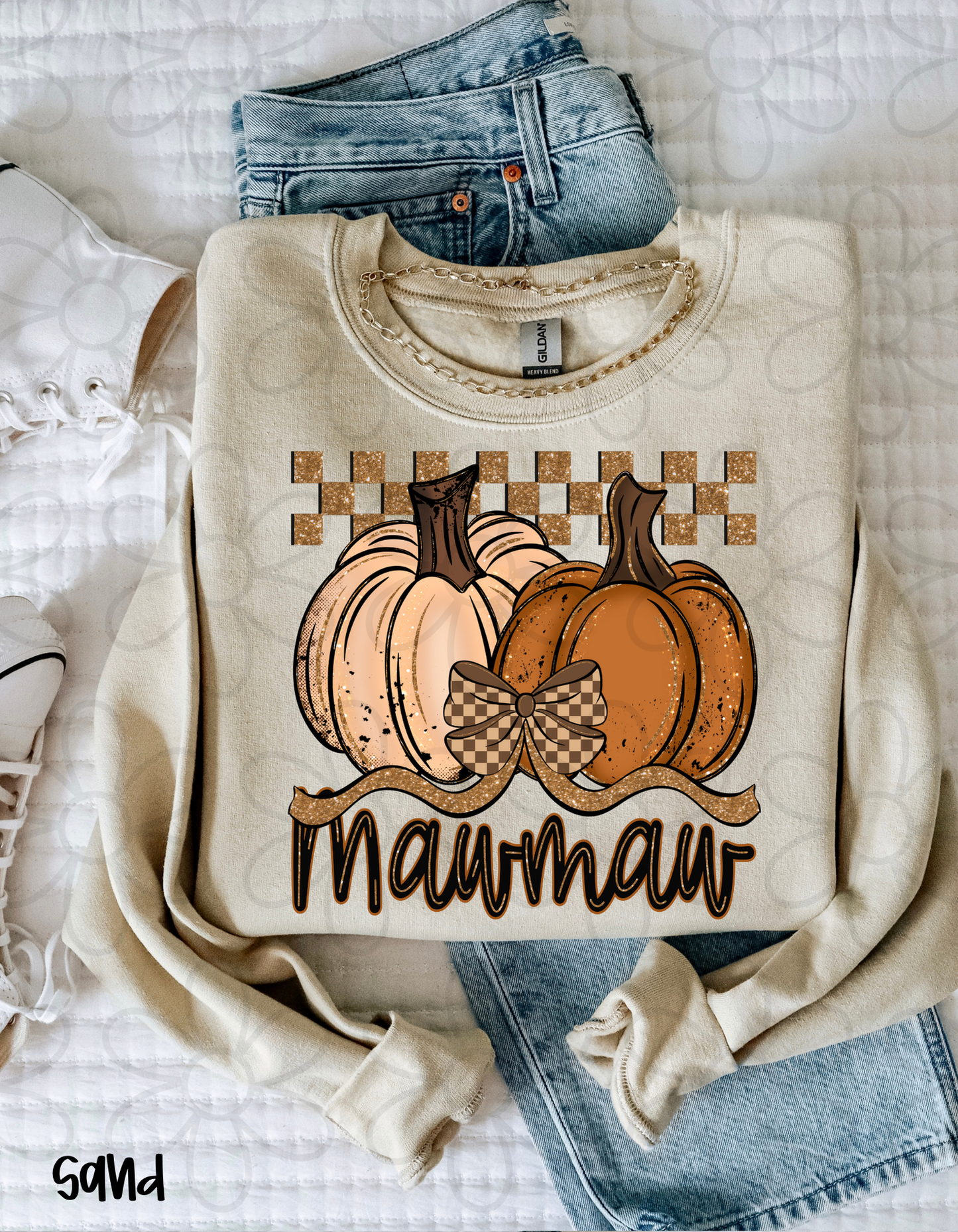 Fall Pumpkins Checkered Names (Multiple Options - No Customs) DTF Transfer