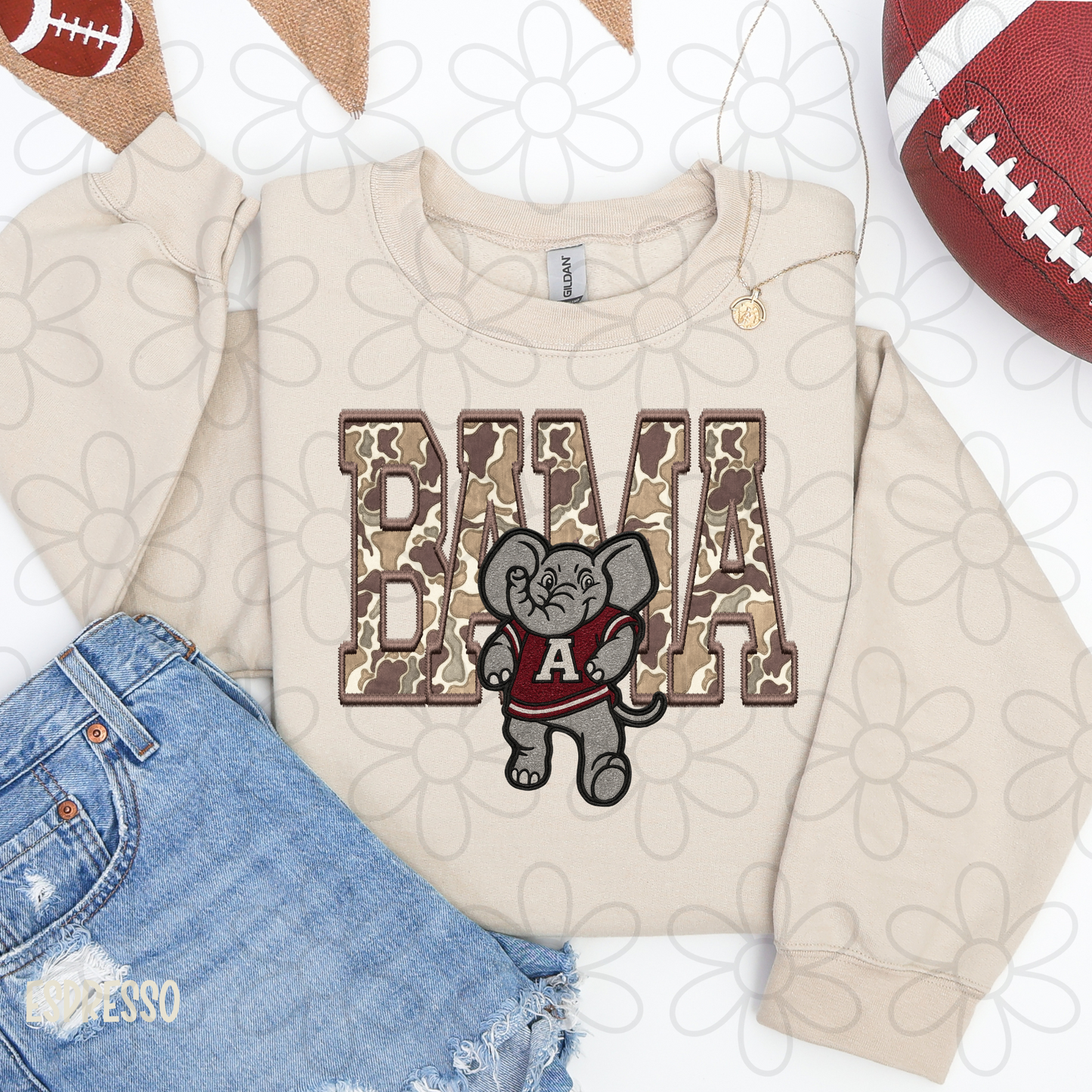 Camo Football Teams Mascot (Multiple Options) Kids Completed Tee