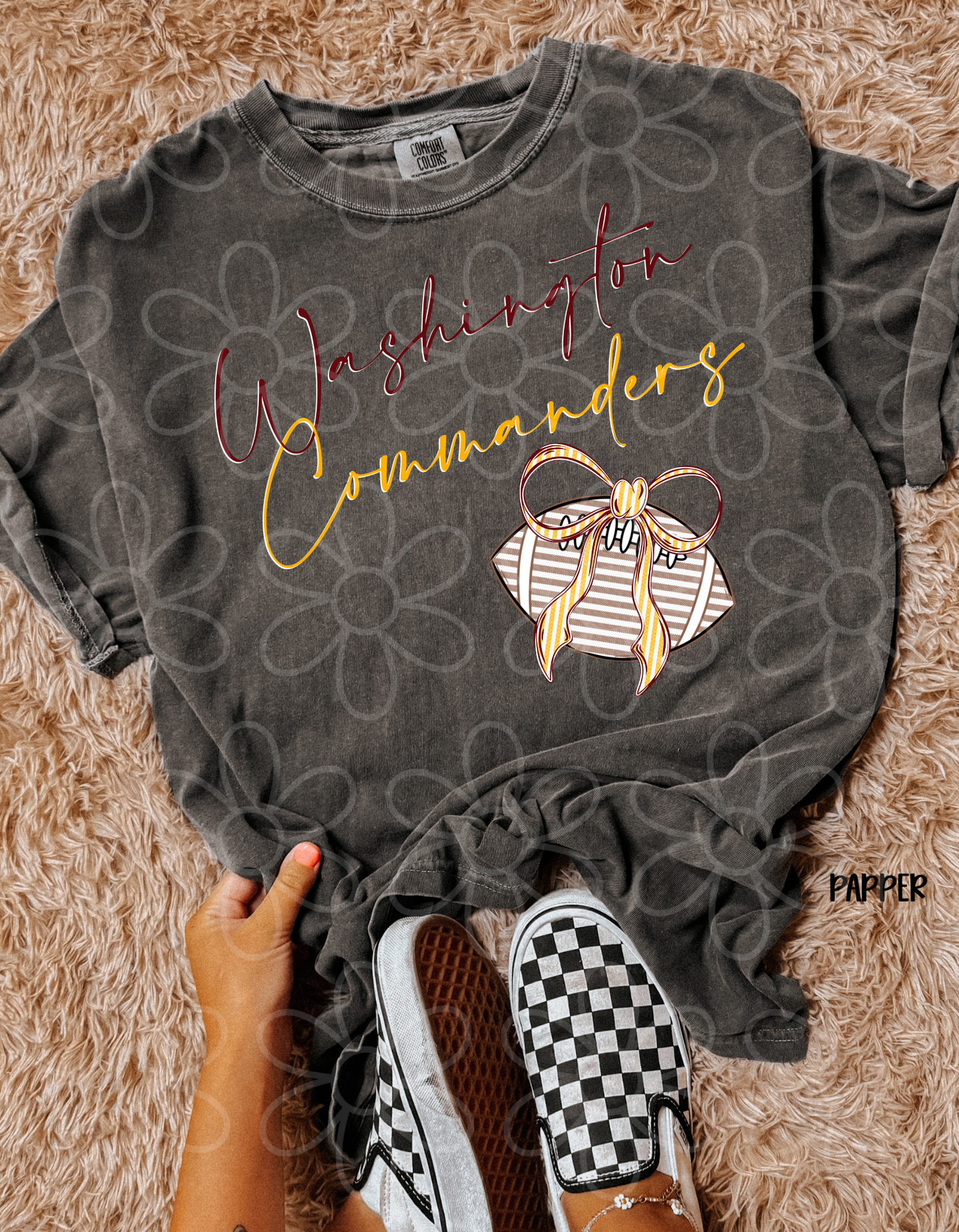 Sports Teams Striped Football Bow (Multiple Options) Completed Tee