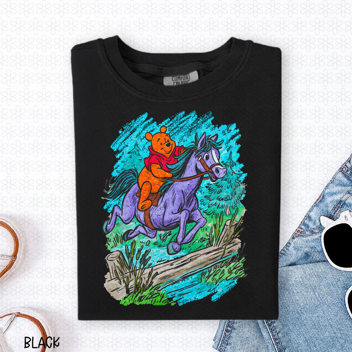 Neon Retro Pooh DTF Transfer