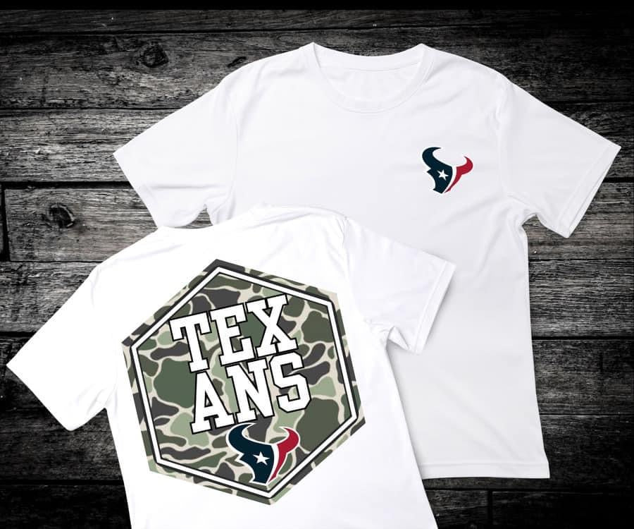 Front & Back Camo ‘Texans’ 🏈 Completed Tee