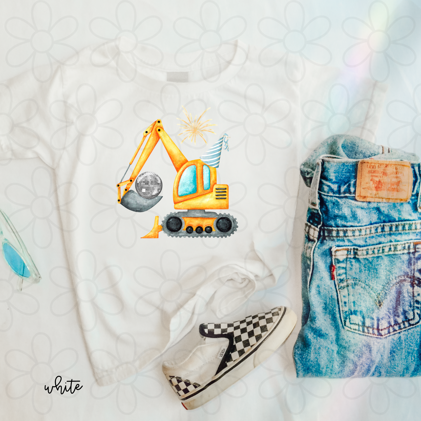 New Years Excavator Kids Completed Tee