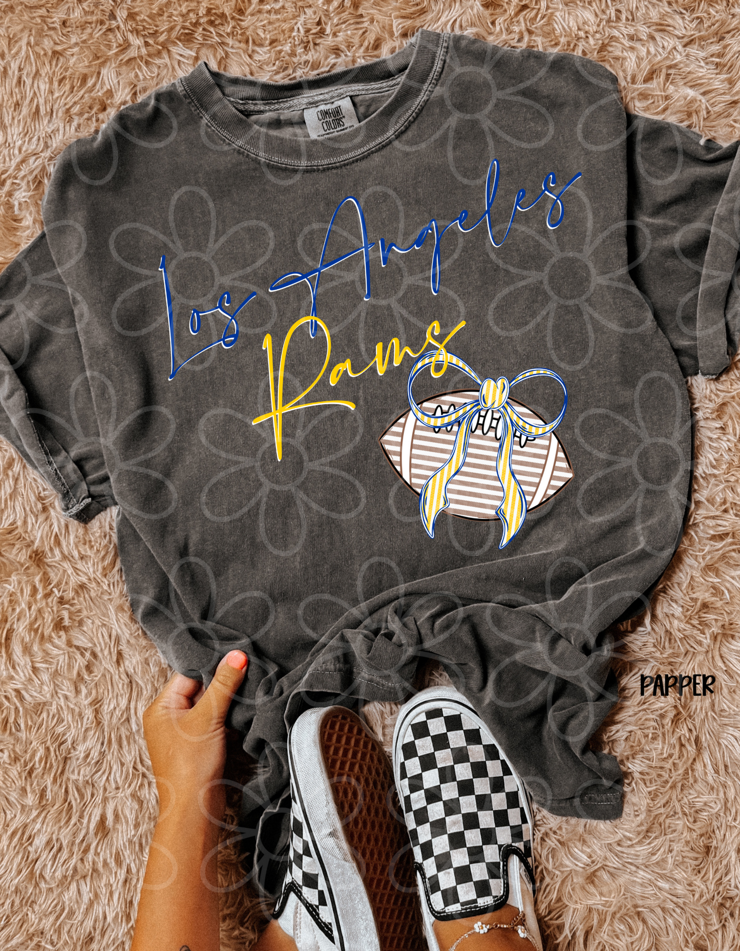 Sports Teams Striped Football Bow (Multiple Options) Kids Completed Tee